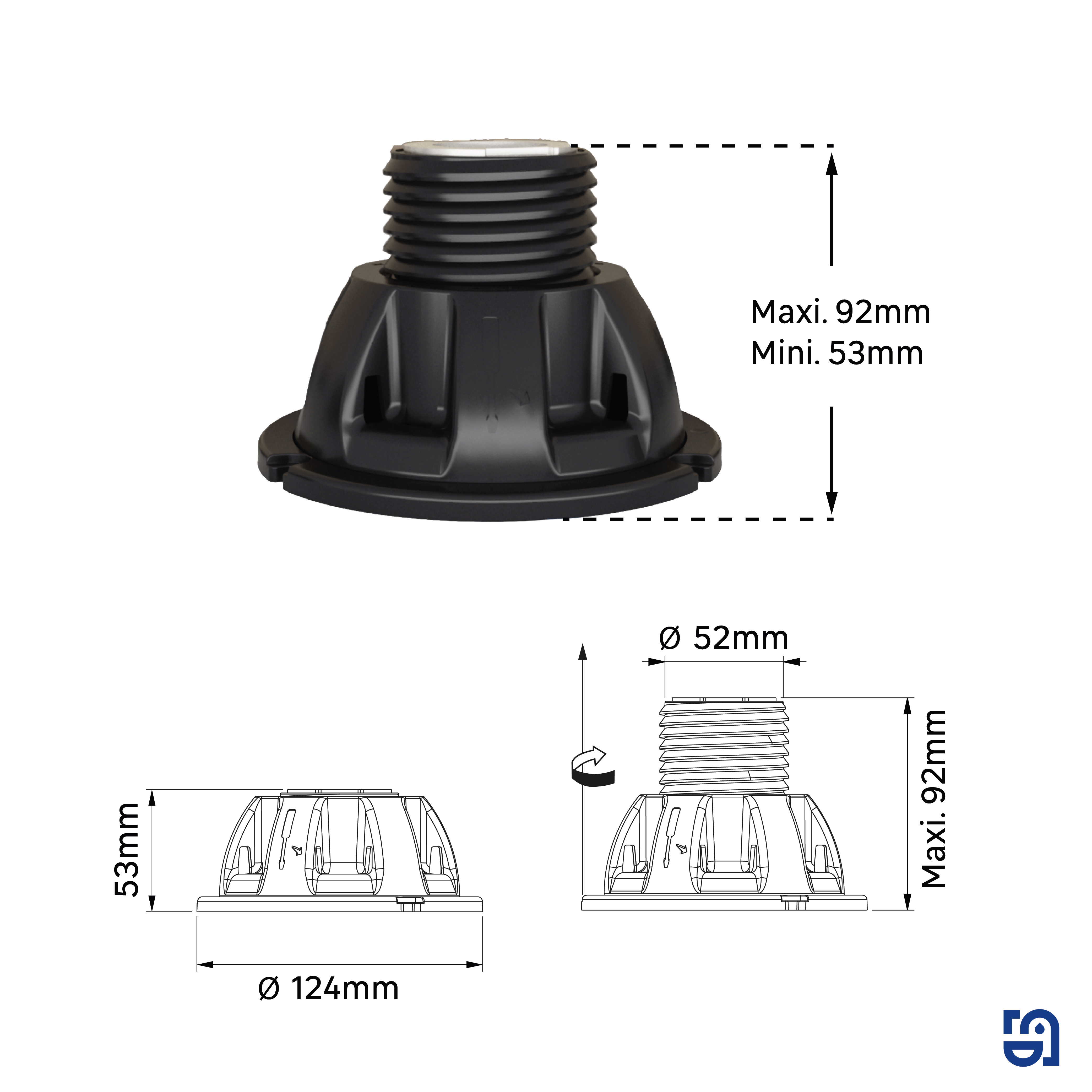Lot de 2 pieds de receveur extra-plat polypropylène noir Sensea - 2