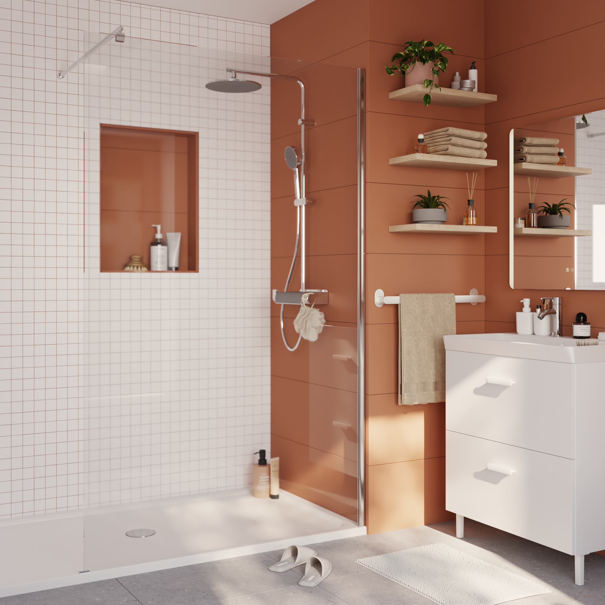 Mampara de ducha fija transparente easy perfil cromo (117-118.5)x195 cm 6mm
