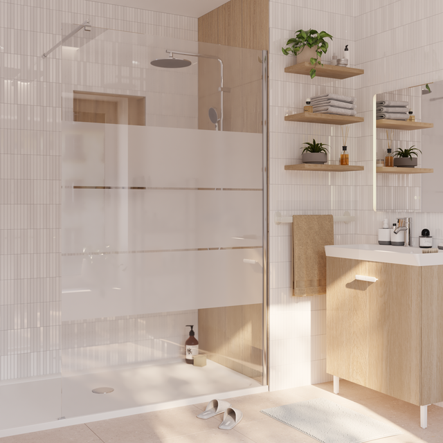 Paroi de douche à l'italienne verre sérigraphié, l.120 cm, Ep. 6 mm chromé Easy