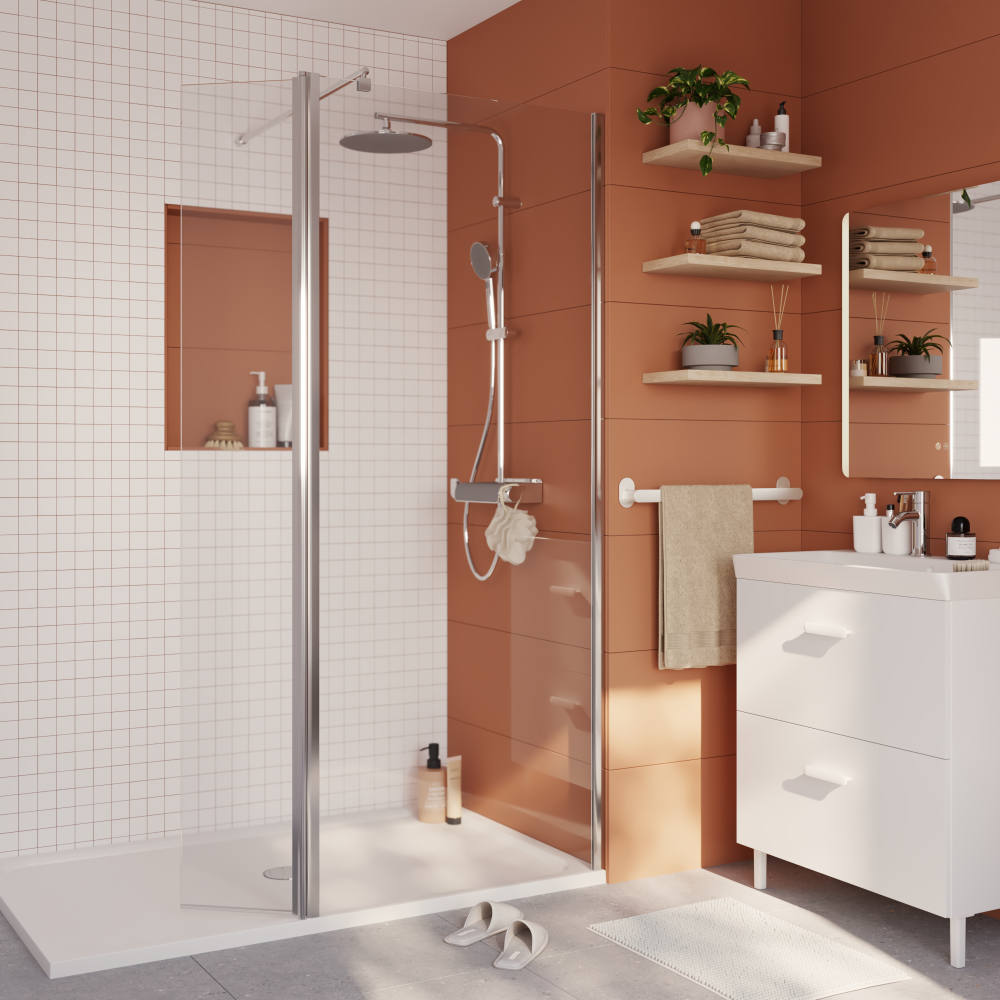 Mampara de ducha fija transparente easy perfil cromo (77-78.5)x195 cm 6mm