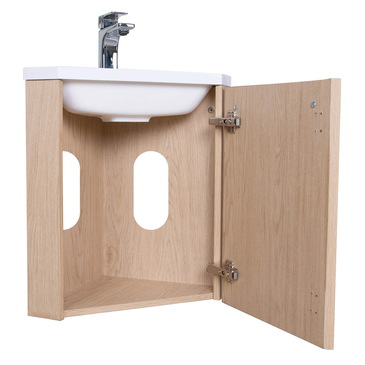 Meuble vasque 1p l.34.5 x H.50.5 x P.34.5cm chêne Skino - 5