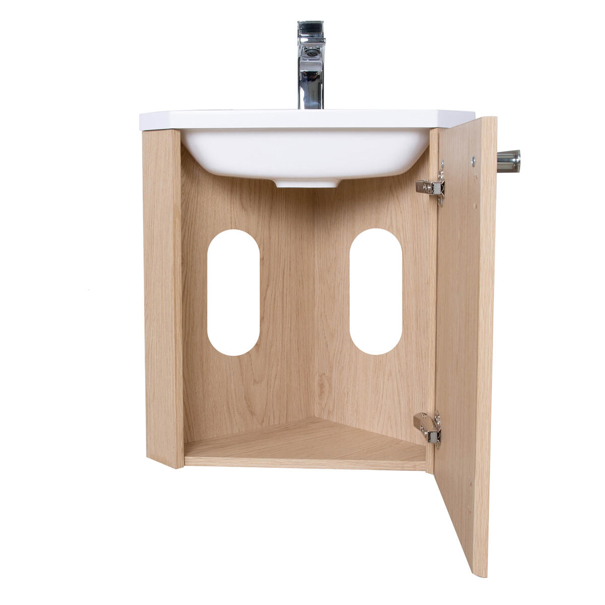 Meuble vasque 1p l.34.5 x H.50.5 x P.34.5cm chêne Skino - 4