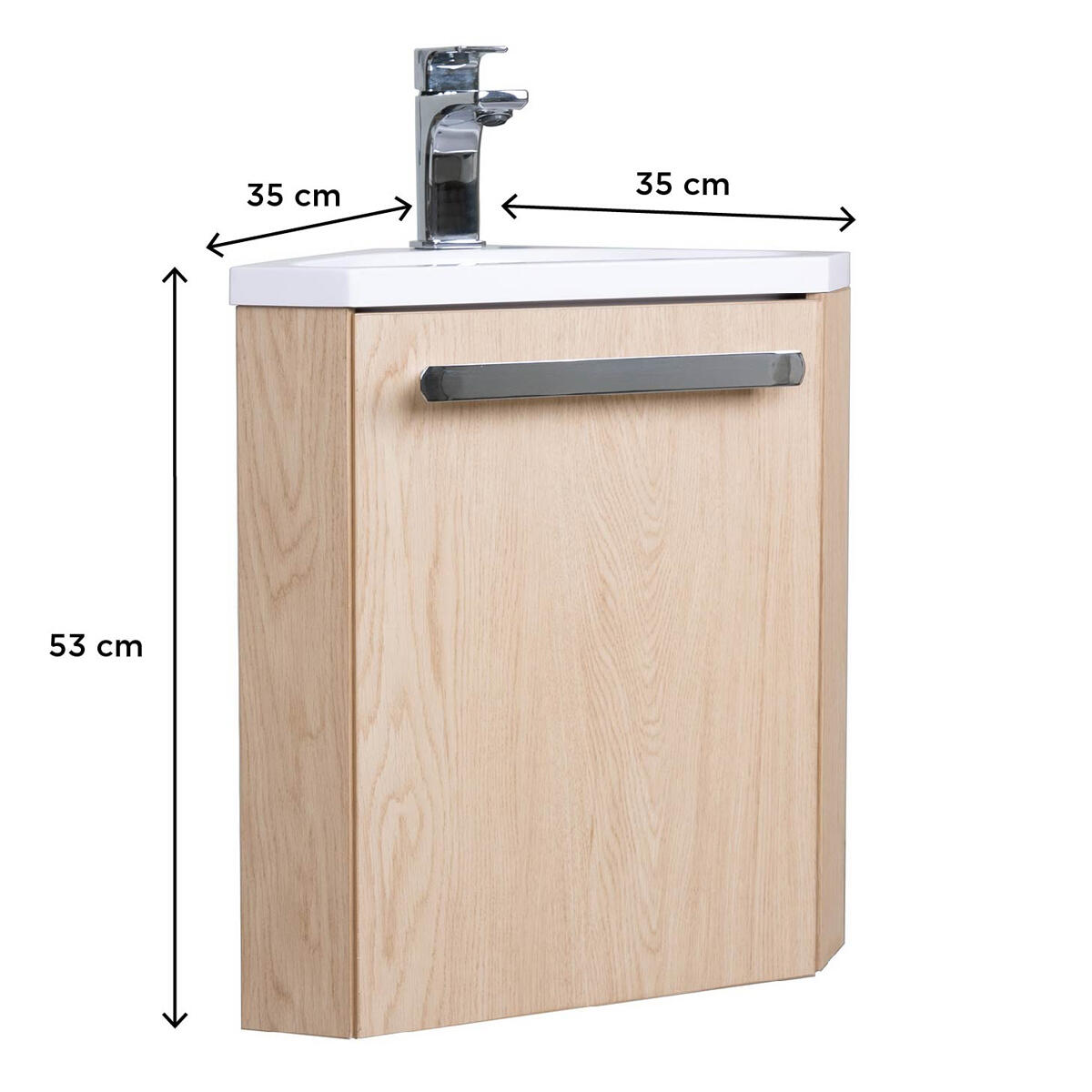 Meuble vasque 1p l.34.5 x H.50.5 x P.34.5cm chêne Skino - 3