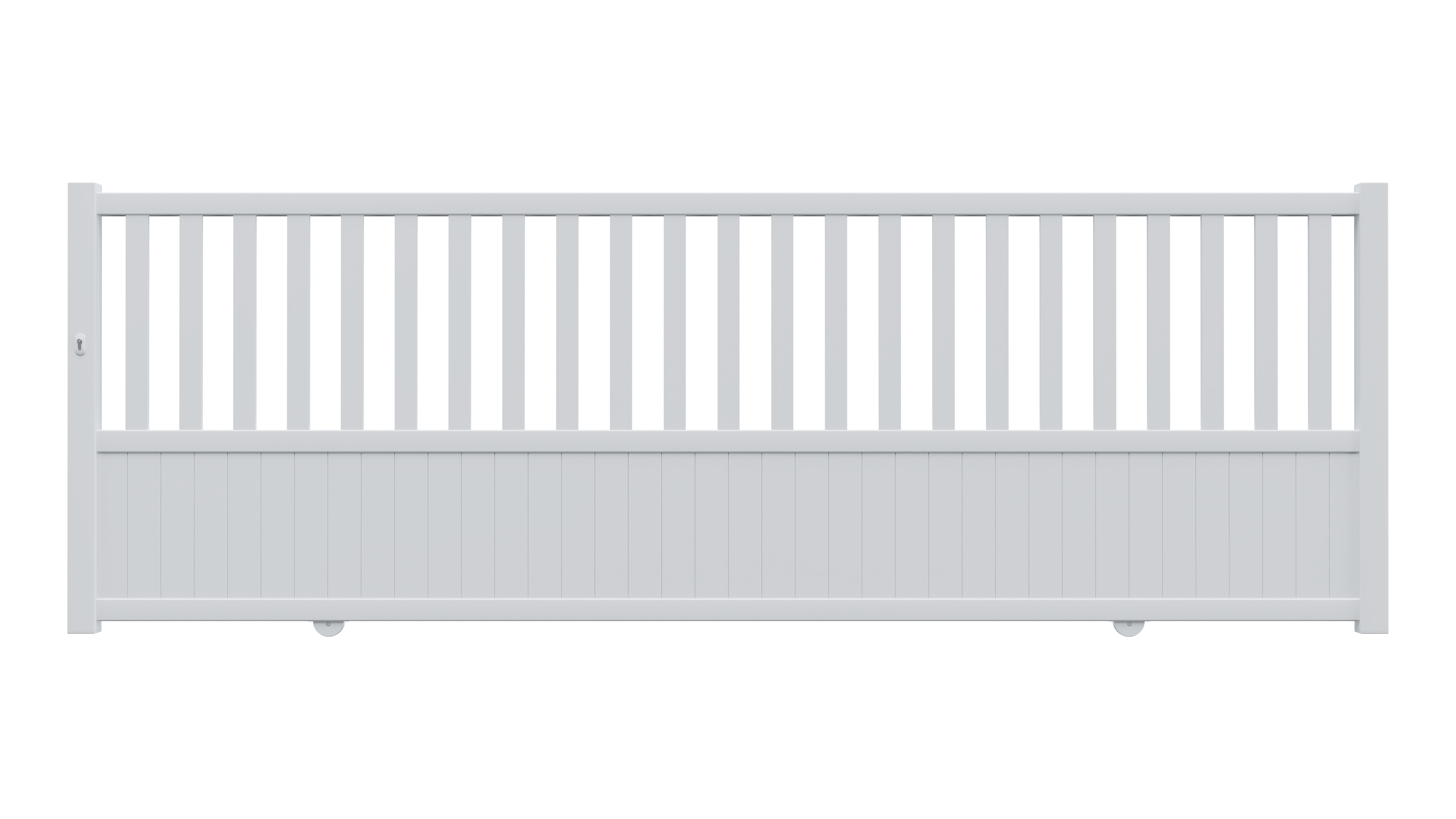 Portón corredero ebro de aluminio blanco de 140 x 400 cm gardengate