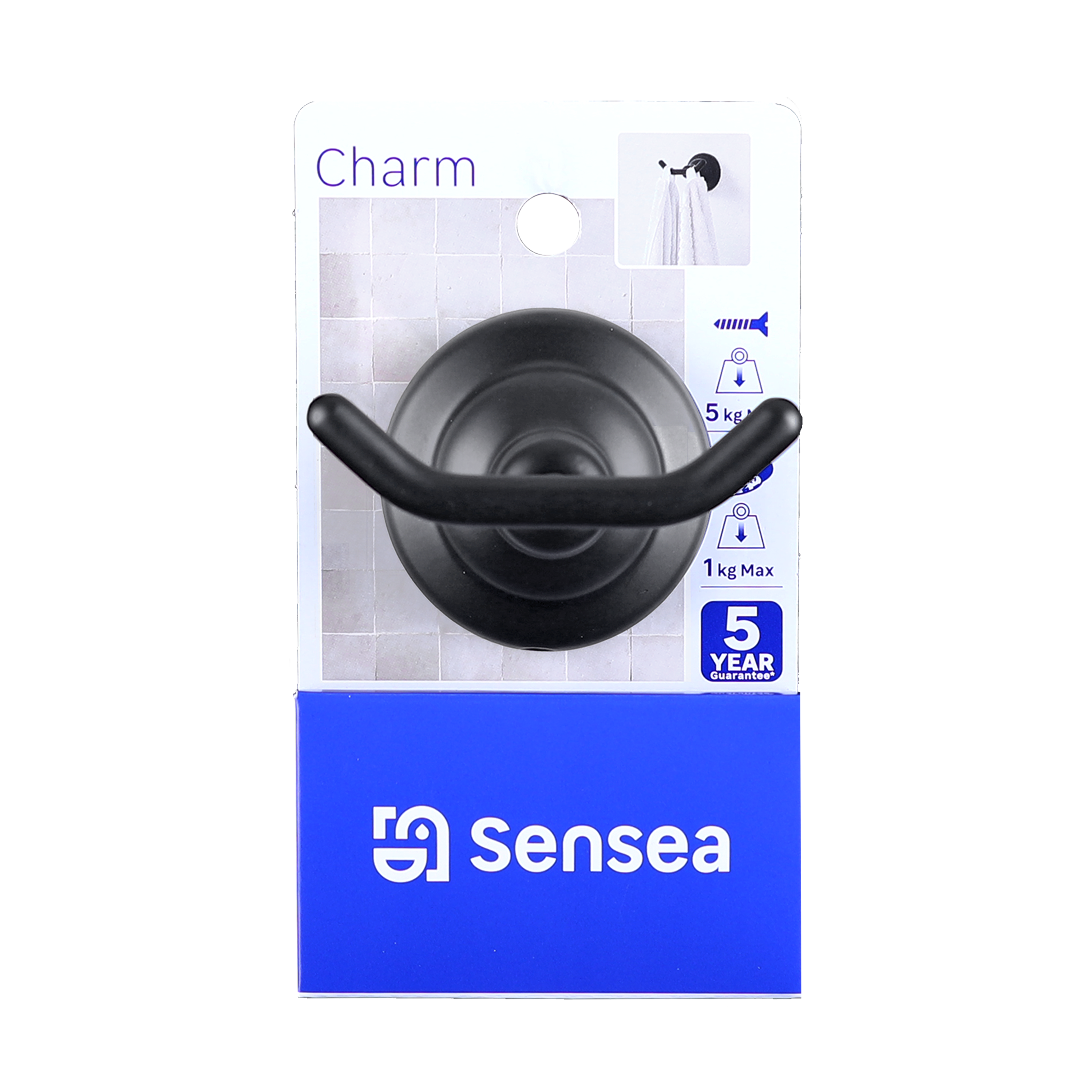 Patère à visser noir Charme SENSEA - 7