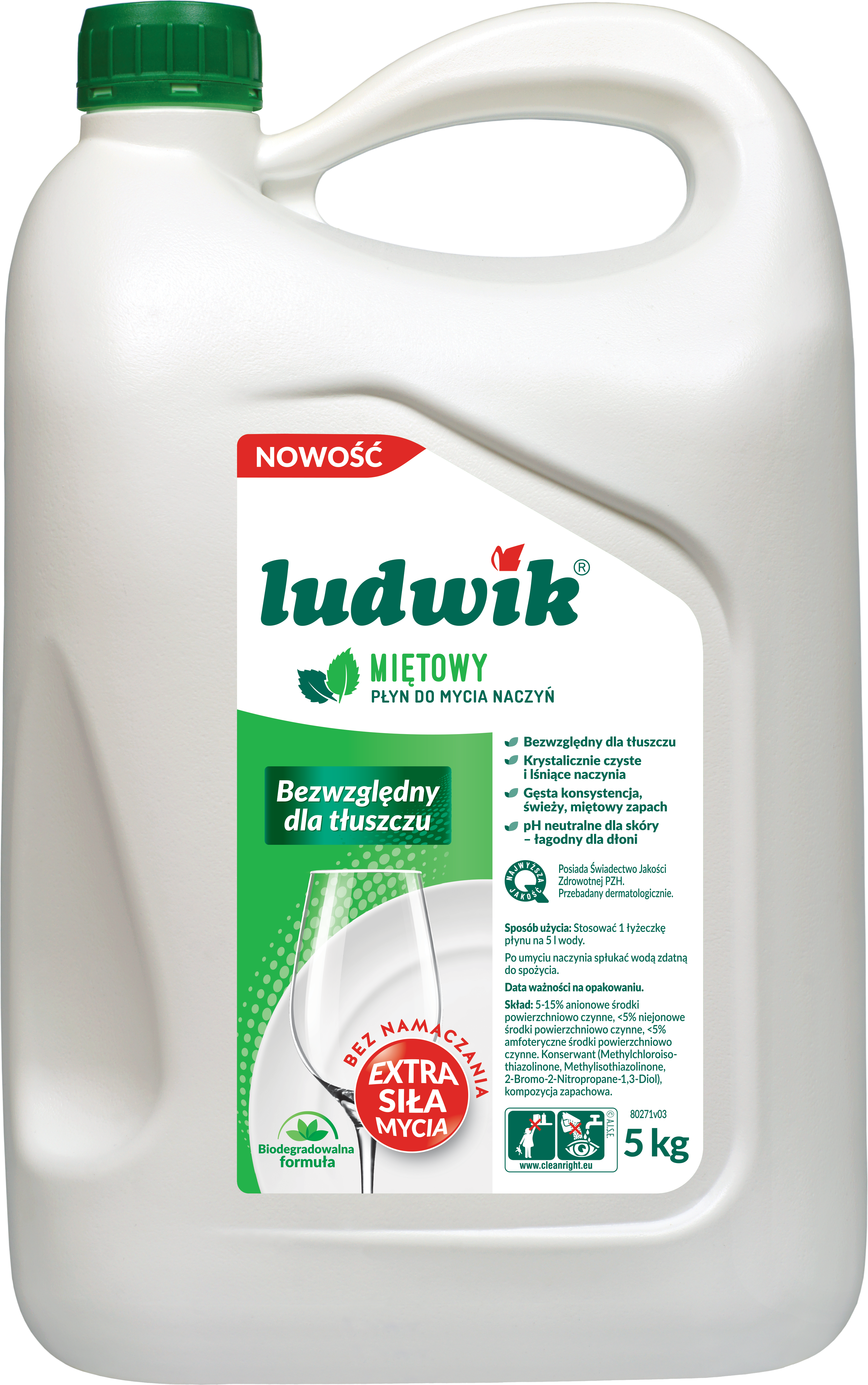 Płyn do mycia naczyń Miętowy 5 kg Ludwik