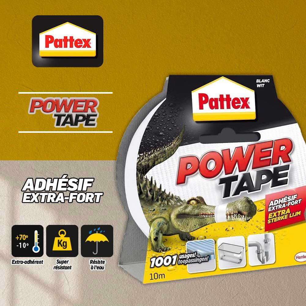 Ruban adhésif de PATTEX Power tape, face unique L.10 m x l.51 mm blanc - 3