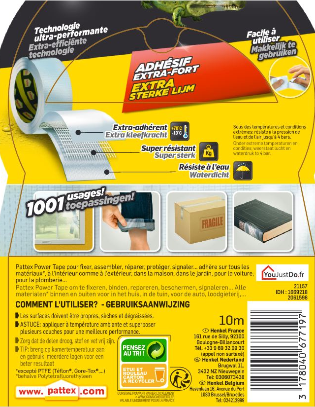 Ruban adhésif de réparation PATTEX Power tape L.10 m x l.51 mm invisible - 4