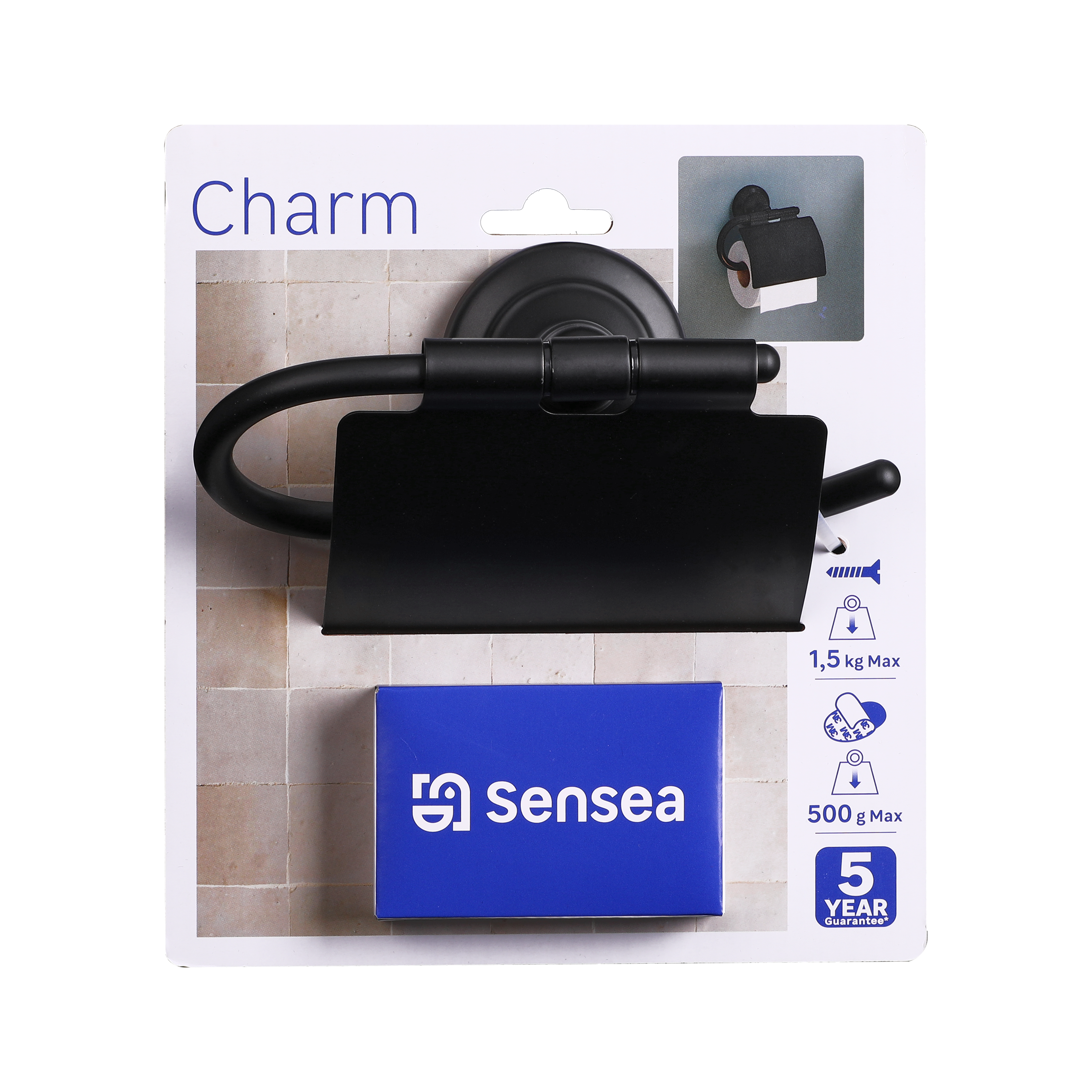 Uchwyt na papier toaletowy Charm Czarny Sensea - 5