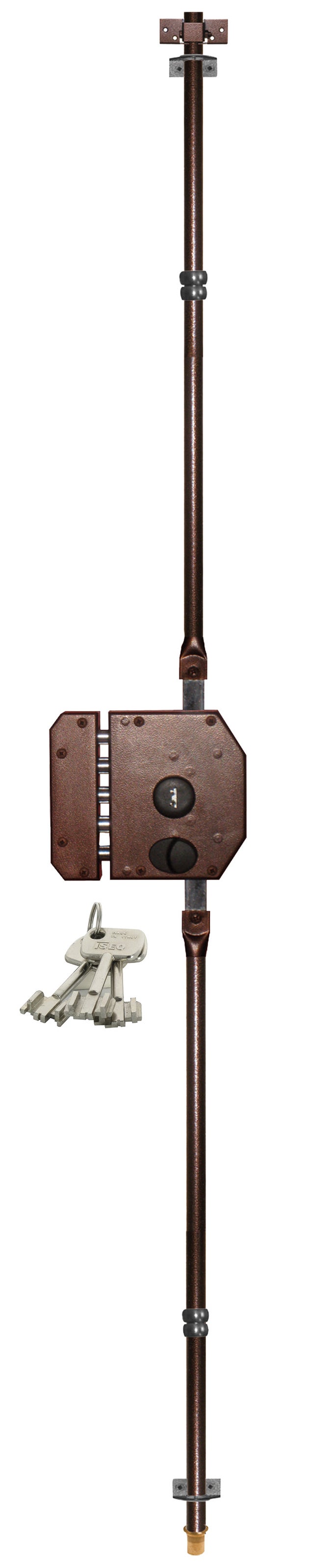 Serrure en applique multipoint A2P* ISEO Perfecta, sens gauche, marron