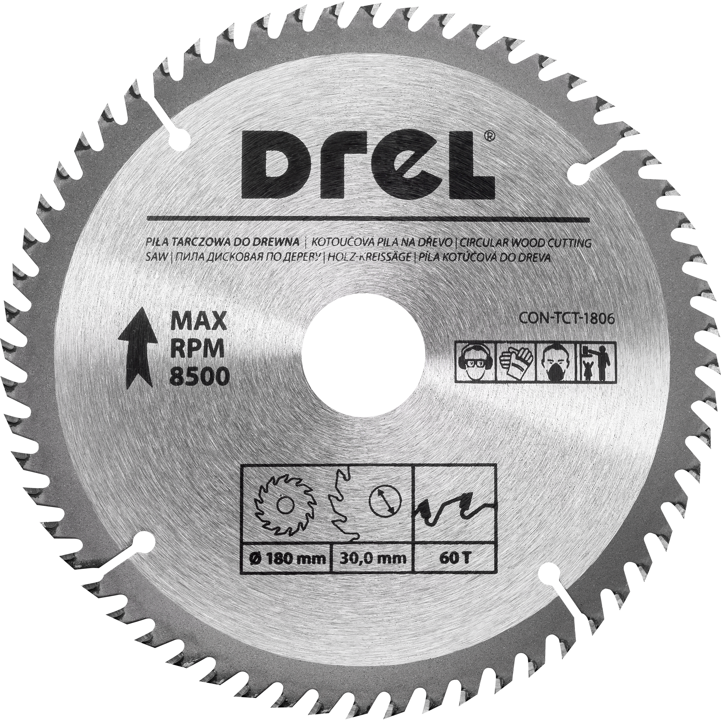 Tarcza do cięcia drewna widiowa 180x30mm, 60T DREL