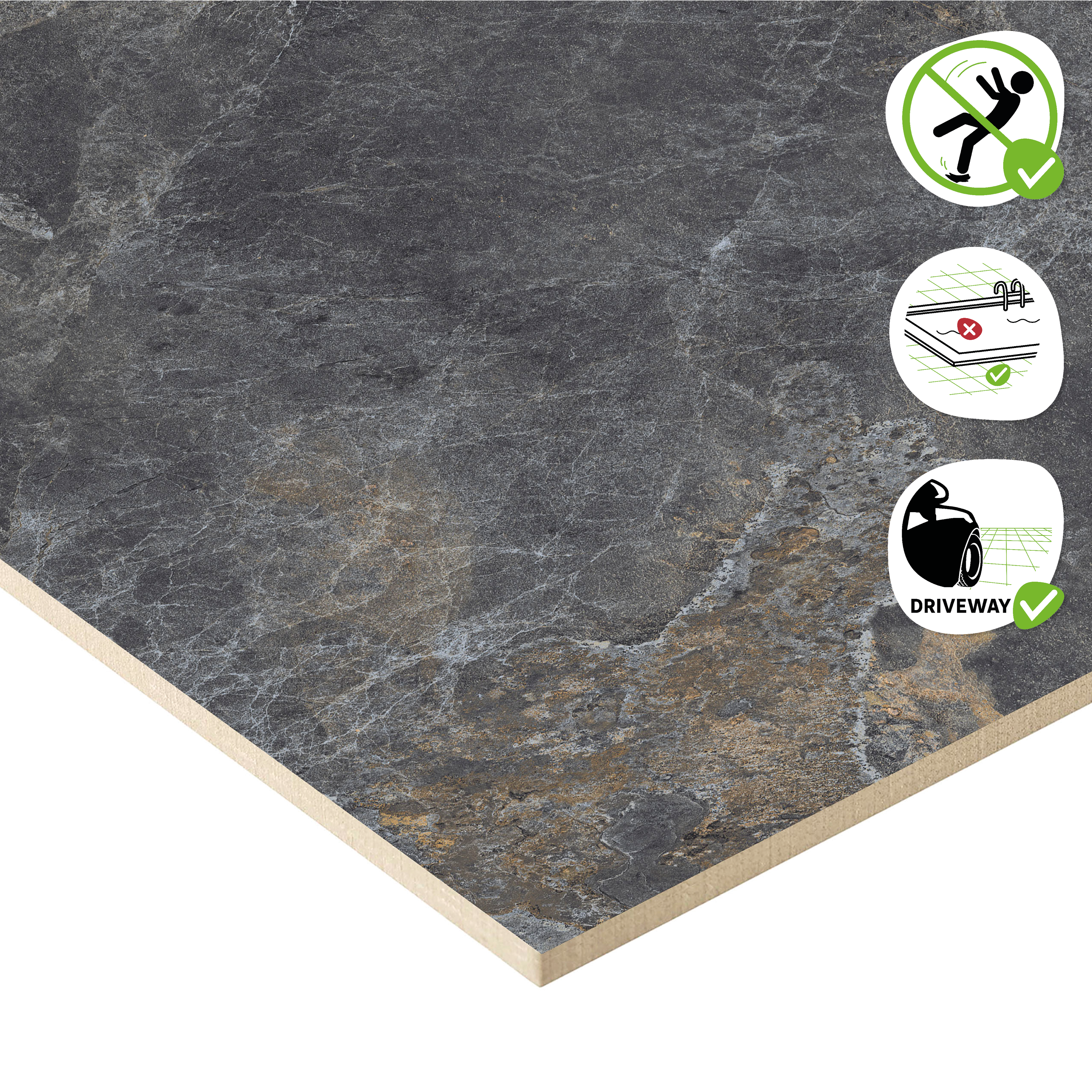 Carrelage sol extérieur effet pierre multicouleur Ulmo l.59.5 x L.59.5 cm x Ep.9 - 7