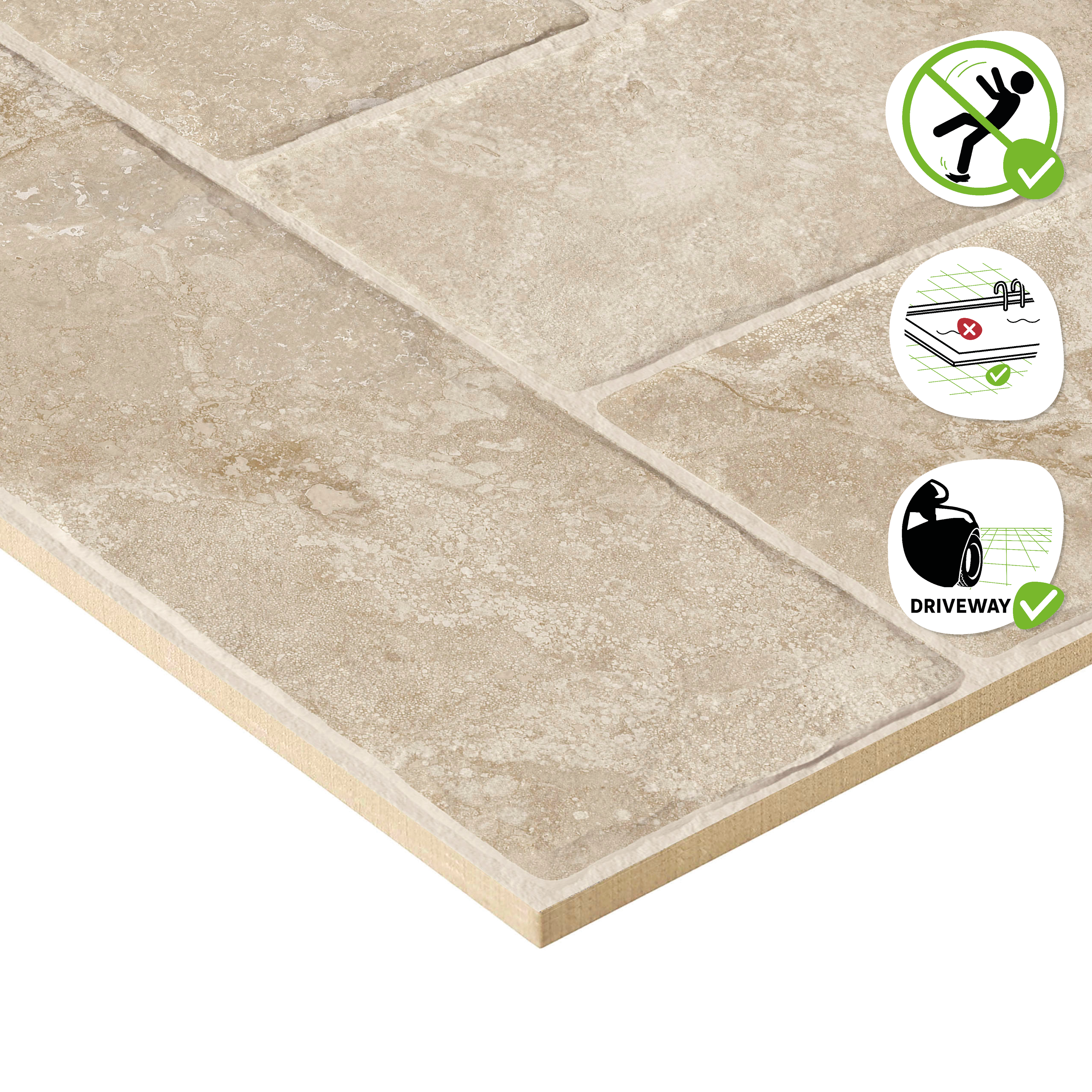 Carrelage sol extérieur effet pierre multi beige Lakos l.60 x L.60 cm ARTENS - 6