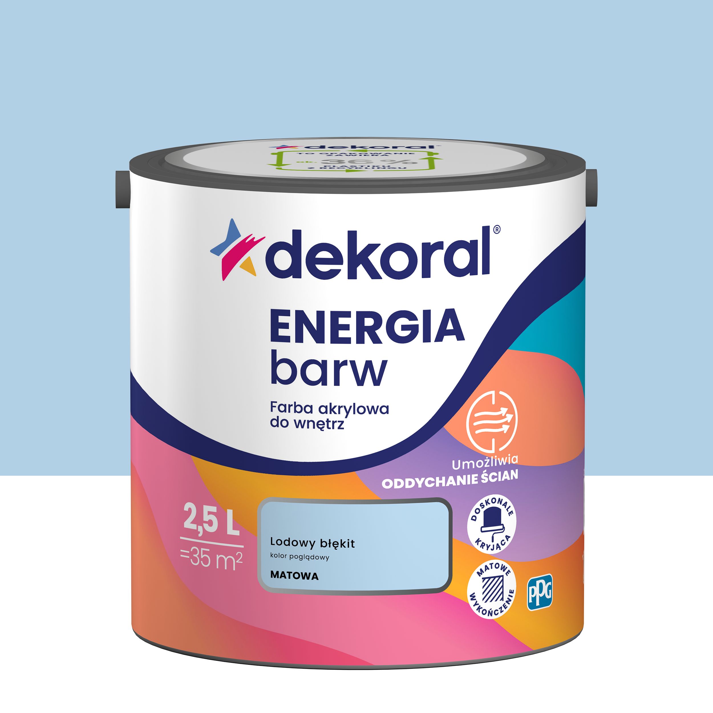 Farba Dekoral Energia barw Lodowy Błękit 2.5 l