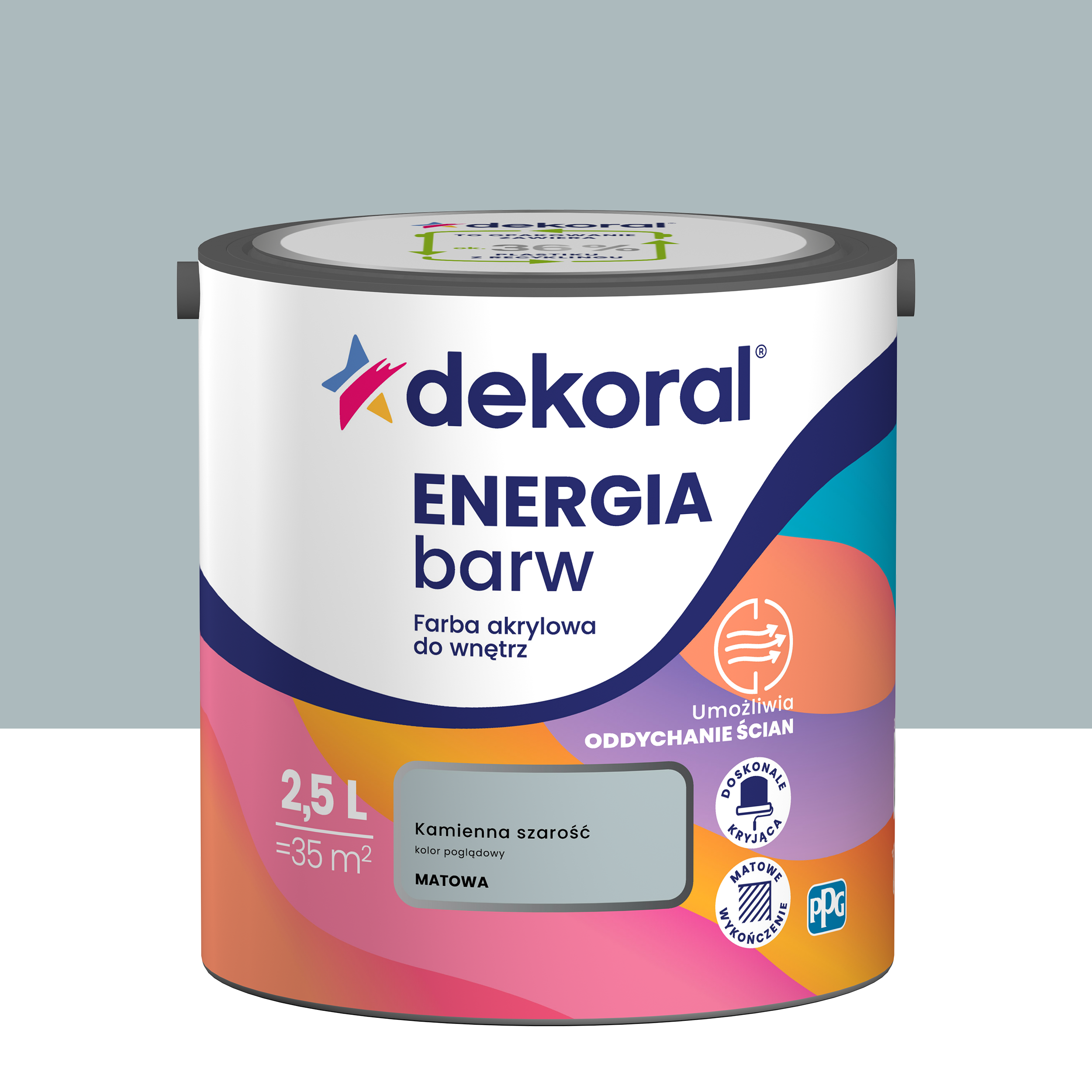 Farba Dekoral Energia barw Kamienna Szarość 2.5 l