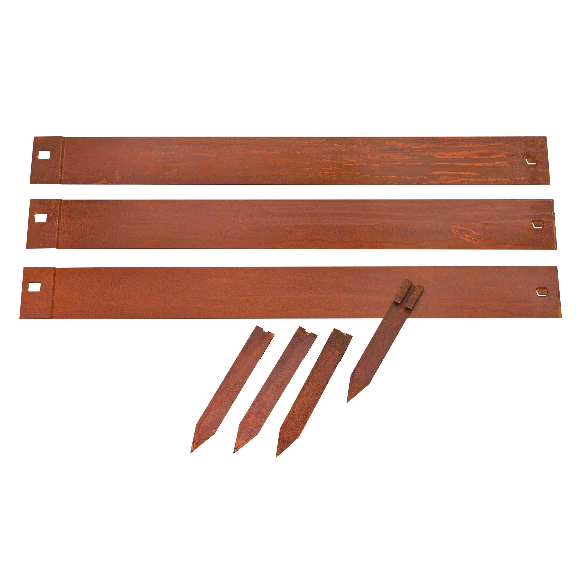 Bordure acier rouille CORTEN, H.10.2 x L.264 cm + 4 ancres - 2