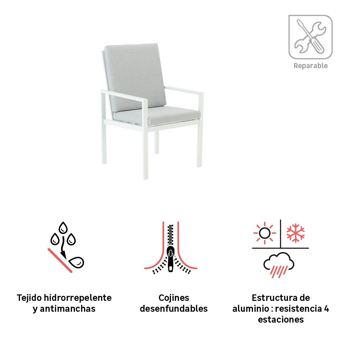 Conjunto de jardín NATERIAL Athena extensible de aluminio blanco 10 plazas - 6