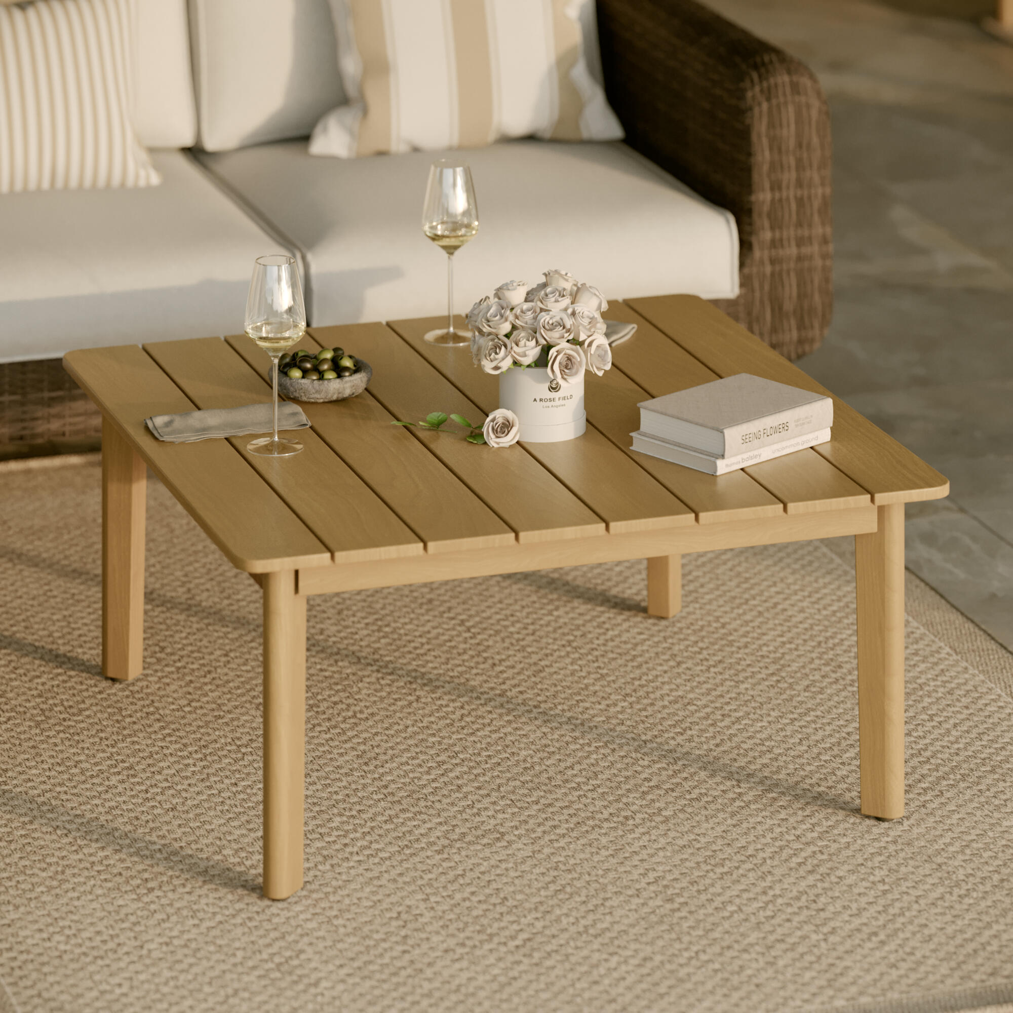 Tavolino NATERIAL in alluminio con piano in alluminio marrone 91.5x91.5cm - 2