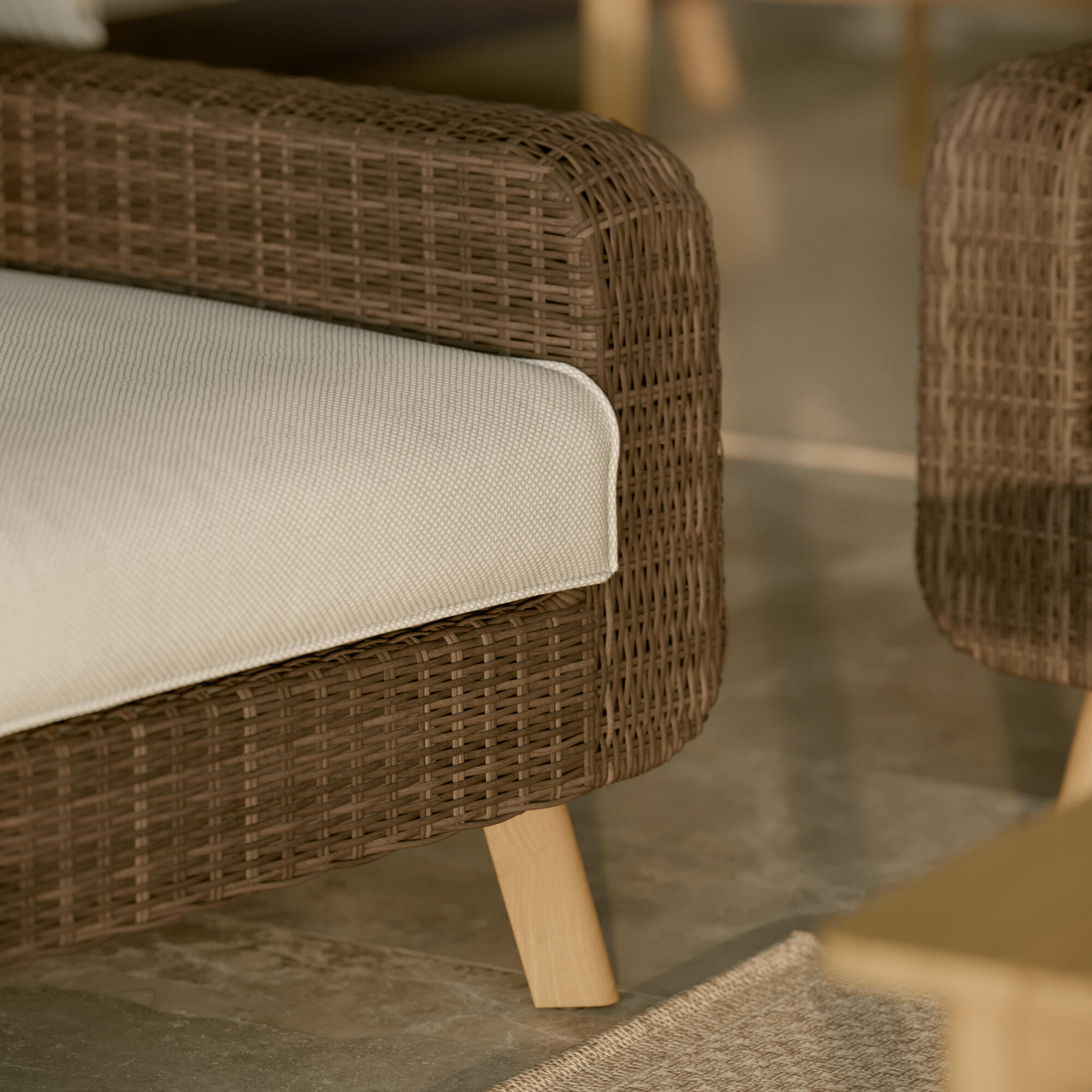 Cadeirão jardim com almofada rattan castanho Nerea Naterial - 6