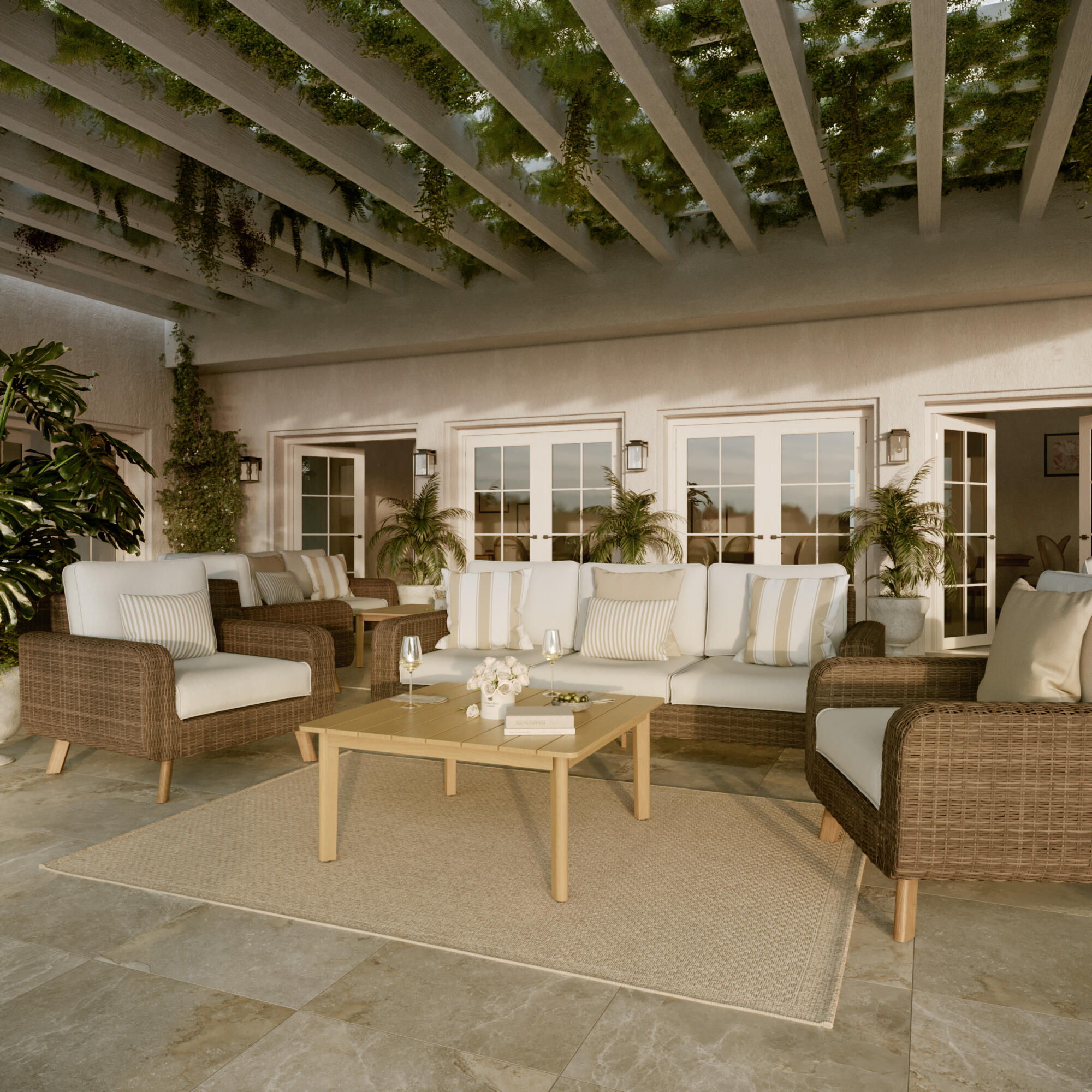 Cadeirão jardim com almofada rattan castanho Nerea Naterial - 4