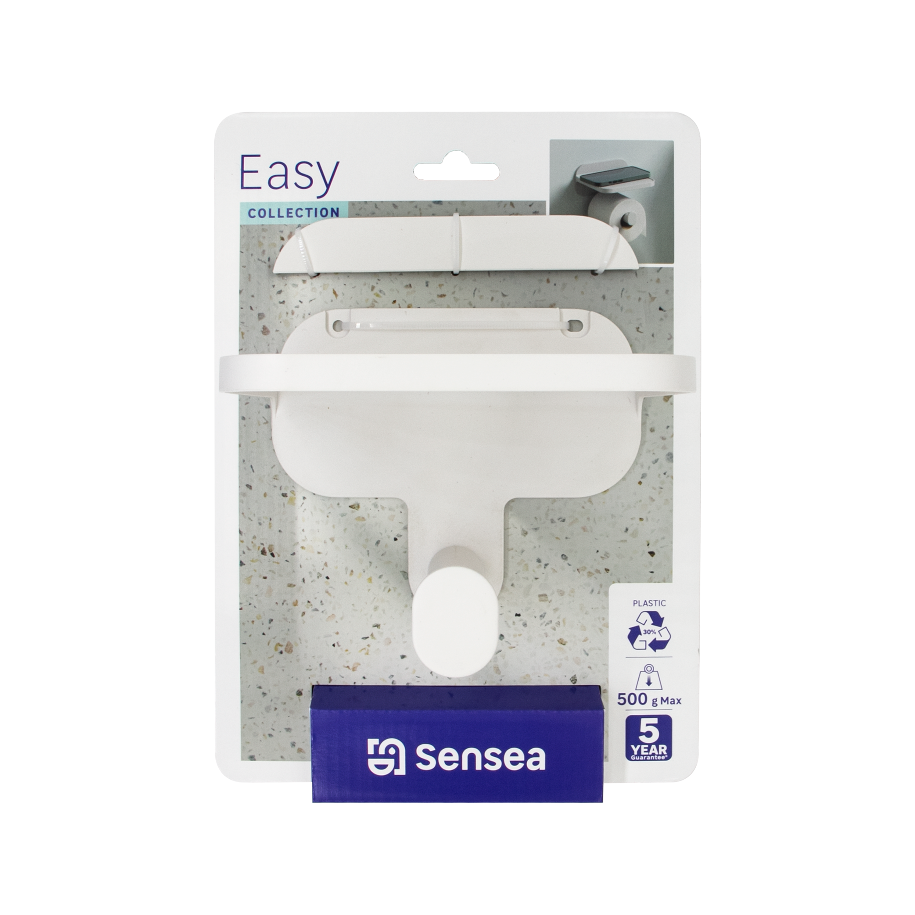 Uchwyt na papier toaletowy Easy Biały mat Sensea - 5