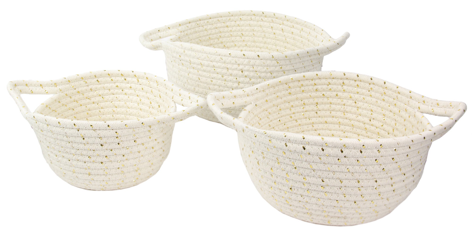 The Home Deco Factory  Set 3 Cestas Algodón De Color Para Almacenaje Blanco , Leroy Merlin