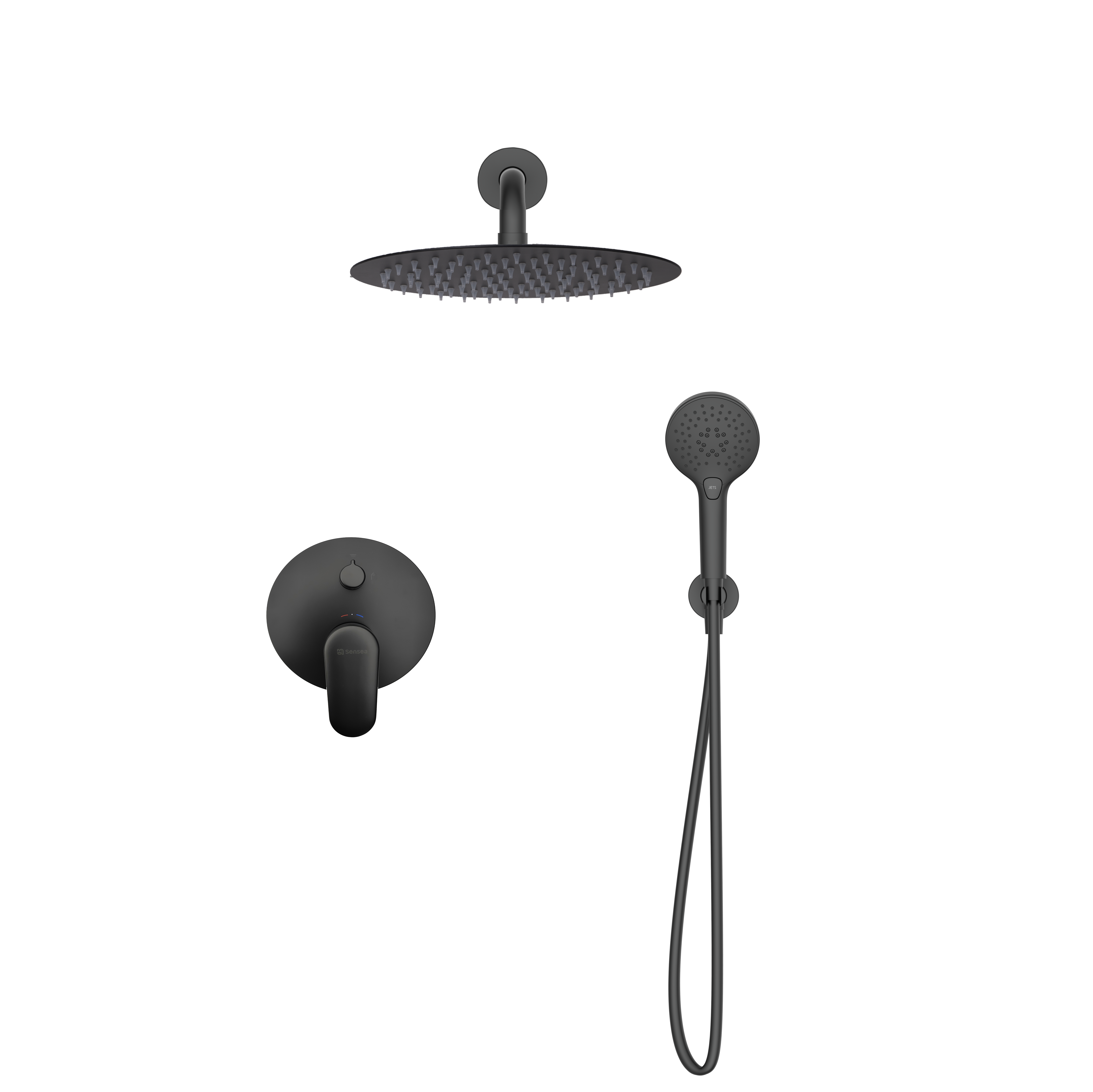 Kit de duche de encastre redondo preto Sensea Icone - 2