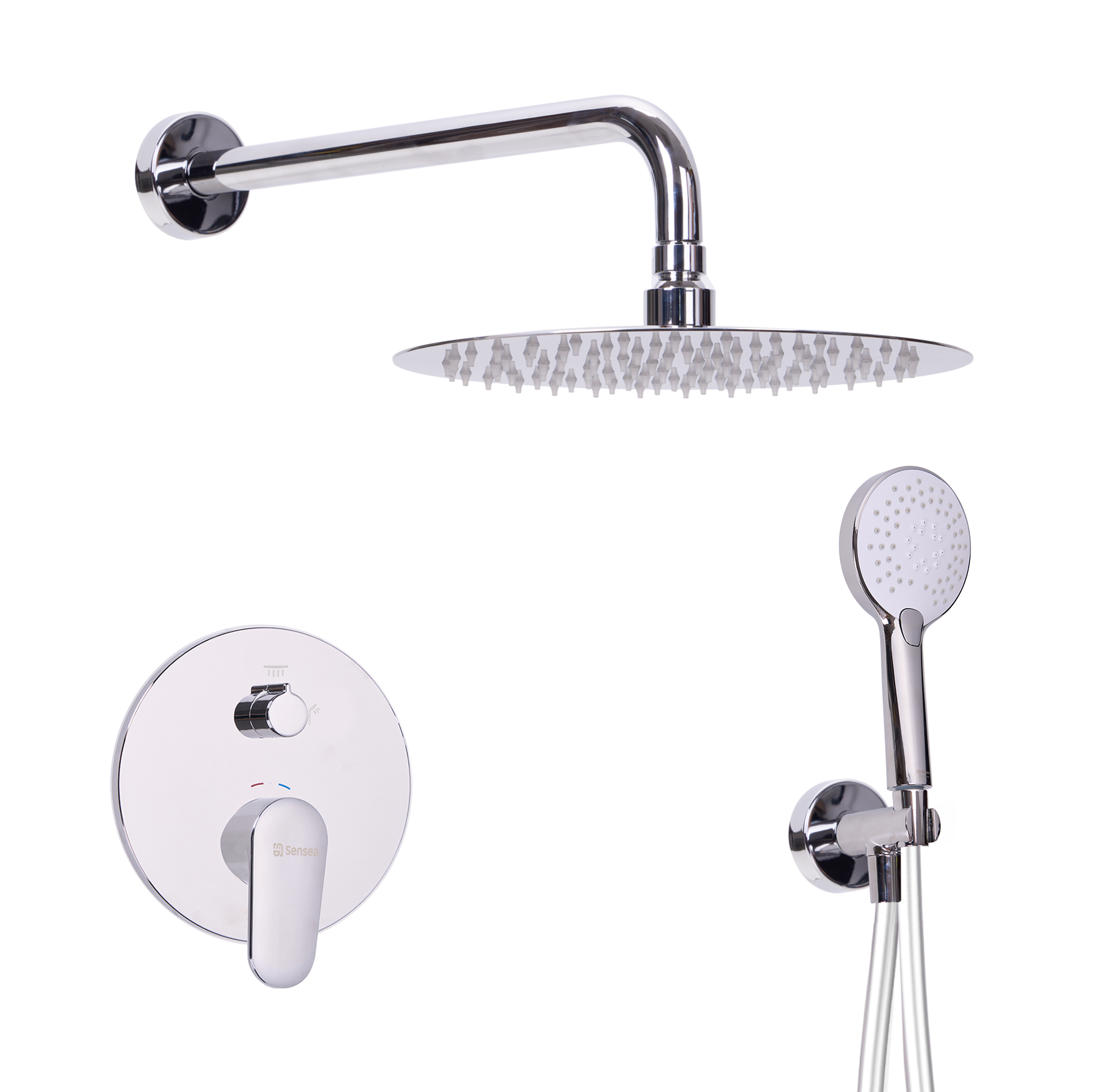 Kit de duche de encastrar para parede redondo cromado Sensea - 2