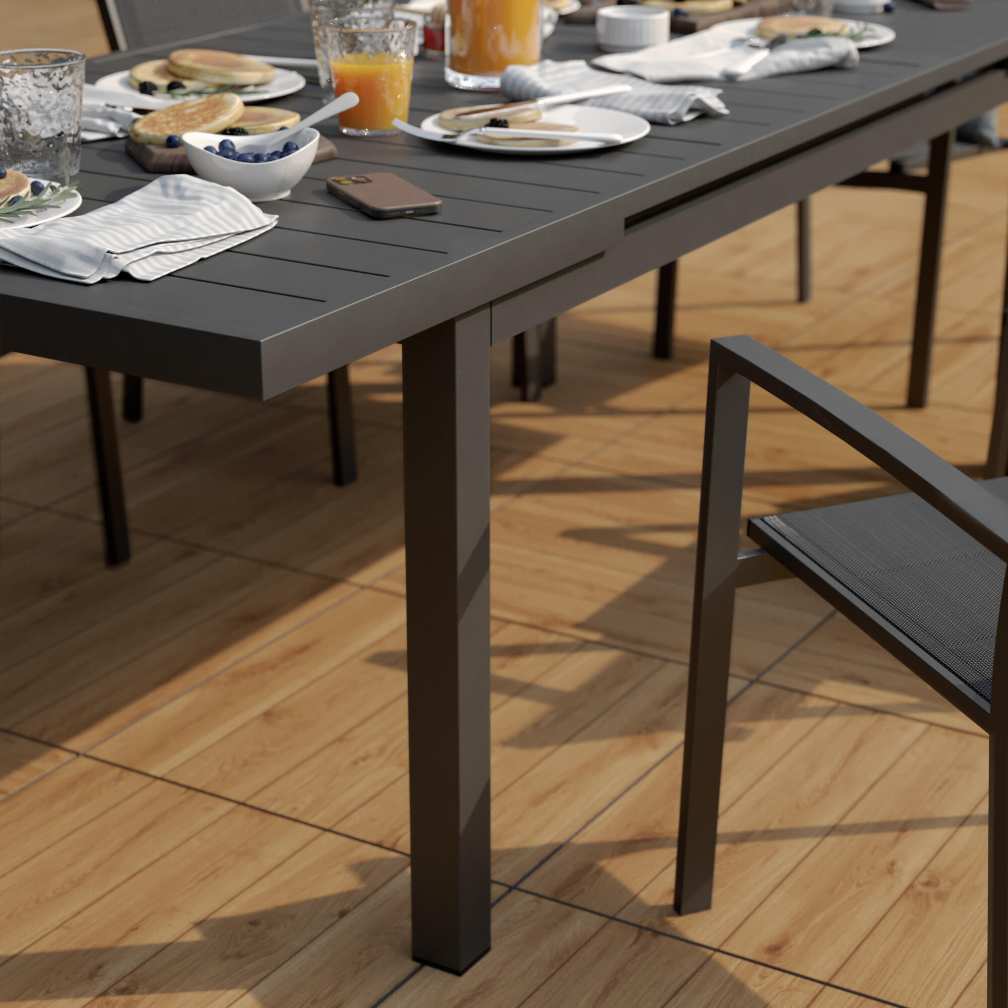 Tavolo da giardino allungabile Sanibel in alluminio grigio per 8 persone 180/240x100cm - 12