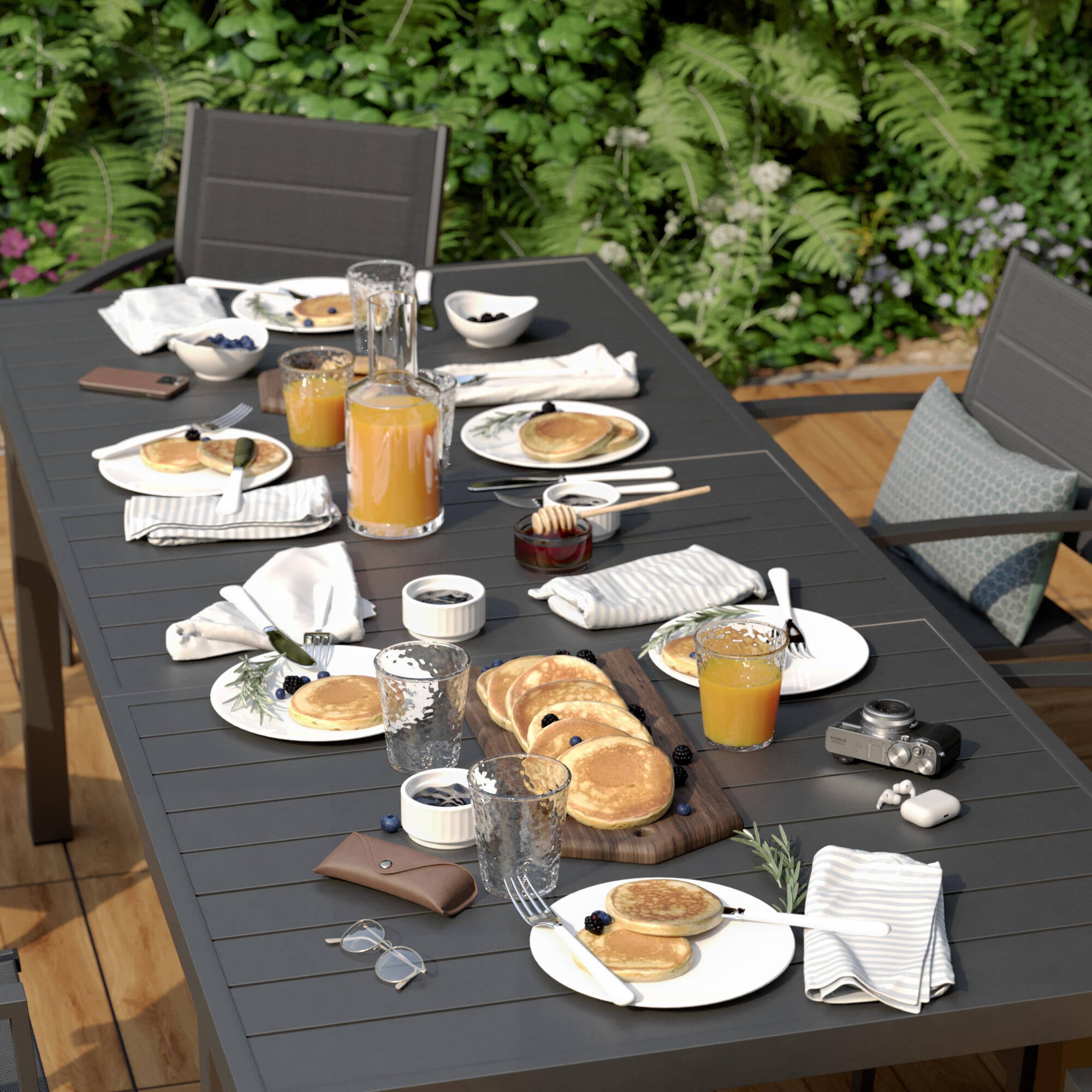 Tavolo da giardino allungabile Sanibel in alluminio grigio per 8 persone 180/240x100cm - 11