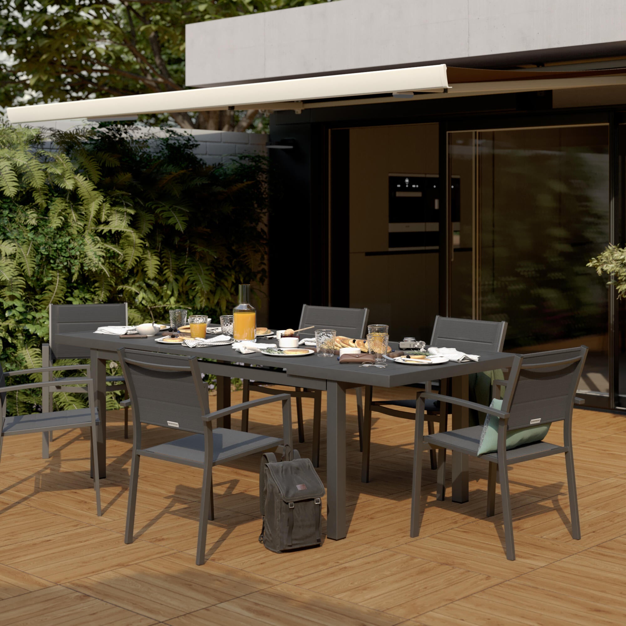 Tavolo da giardino allungabile Sanibel in alluminio grigio per 8 persone 180/240x100cm - 4