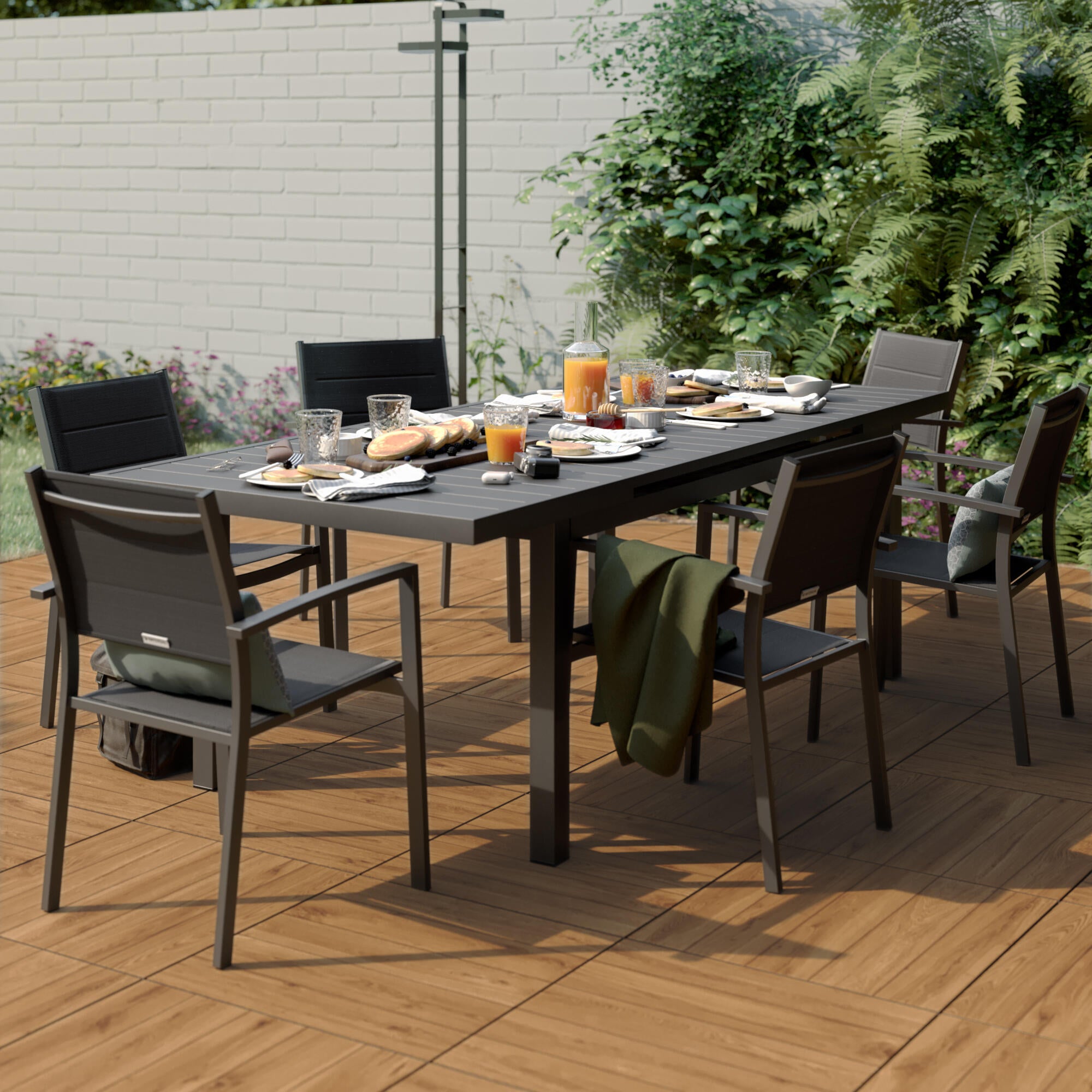 Tavolo da giardino allungabile Sanibel in alluminio grigio per 8 persone 180/240x100cm - 3