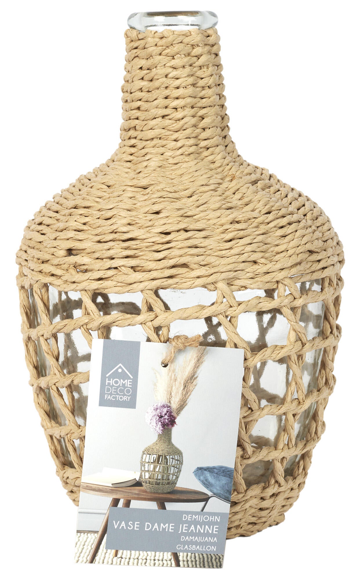 Jarrón botella de vidrio beige 16x25.5 cm - 4