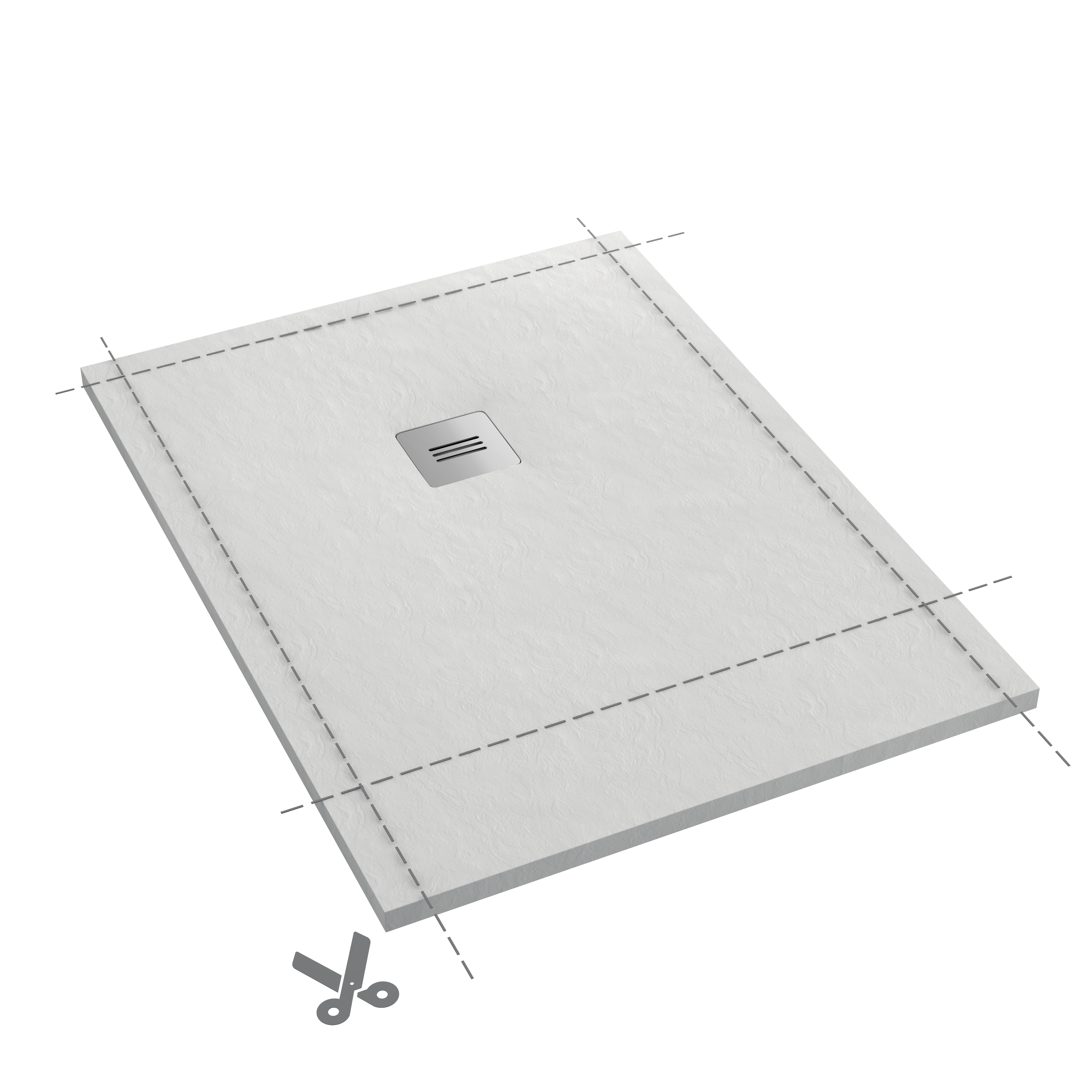 Brodzik prostokątny Schedpol Balans 80 × 100 x 3,5 cm biały kamień - 14