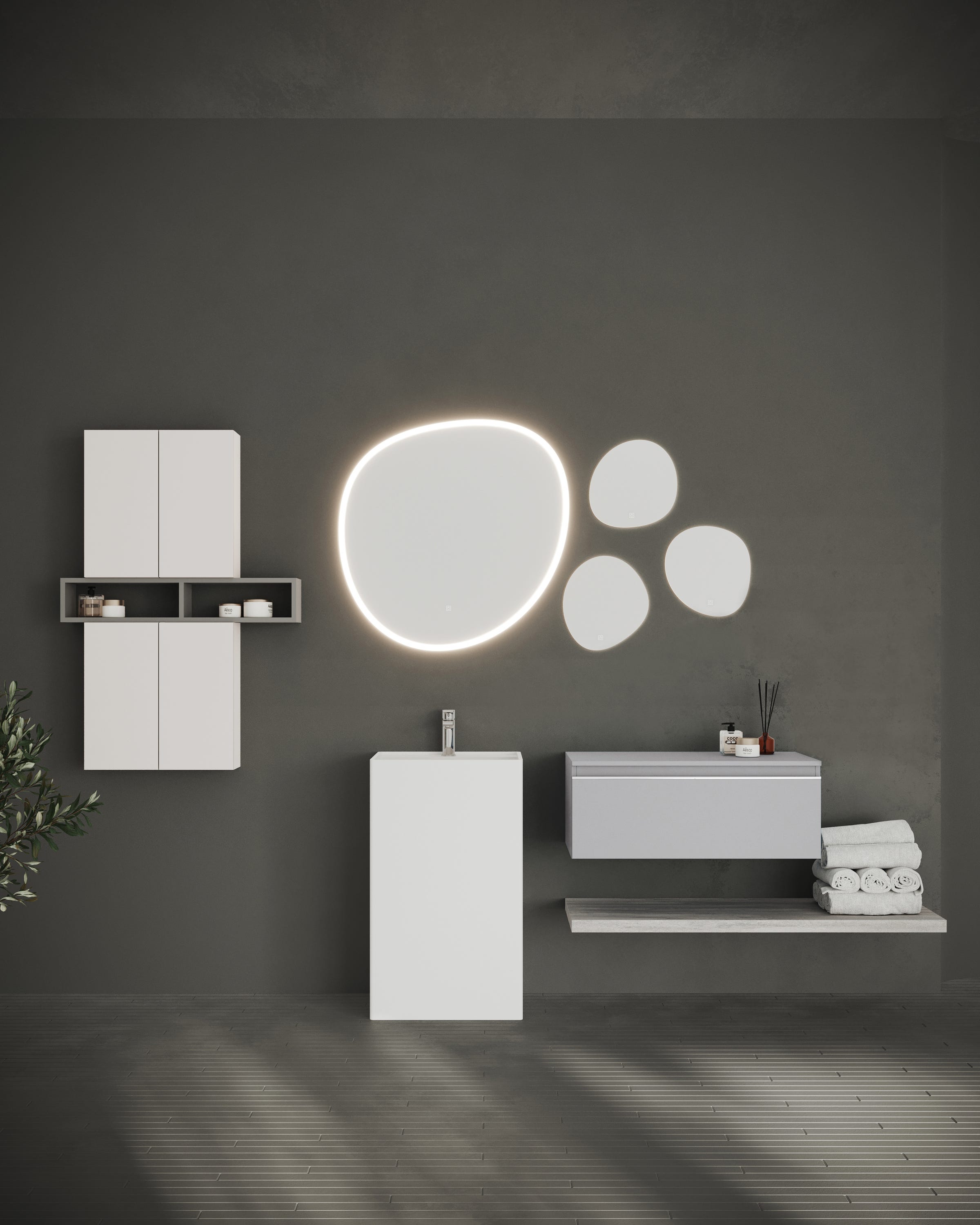Specchio bagno Asimmetrico 80x55cm Retroilluminato Con Led, Antiappannamento + 3 Luci + Antiappannamento | Leroy Merlin Specchio bagno Asimmetrico 80x55cm Retroilluminato Con Led, Antiappannamento + 3 Luci + Antiappannamento | Leroy Merlin