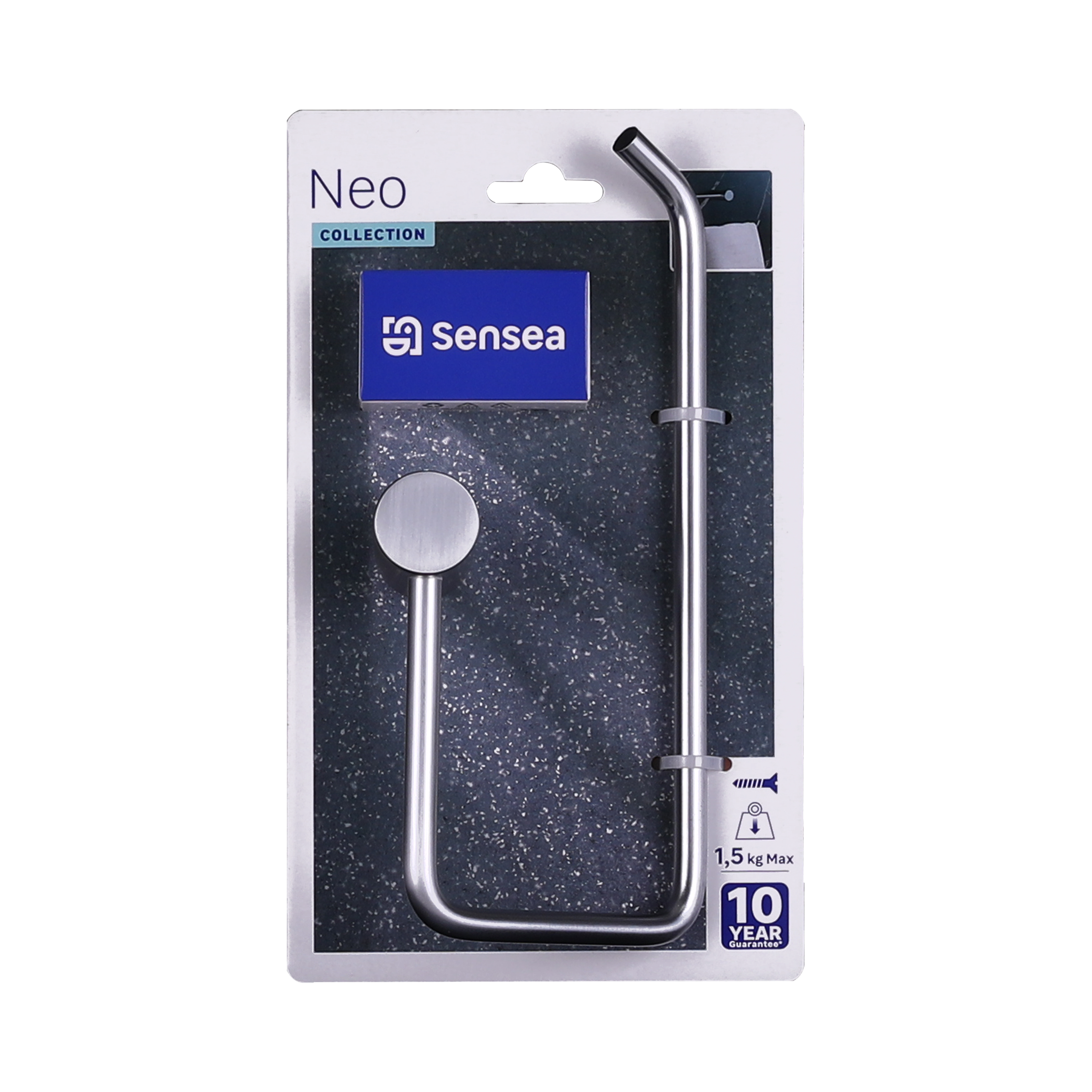 Anneau porte-serviette mural 1 barre à visser / à monter argent Neo SENSEA - 7