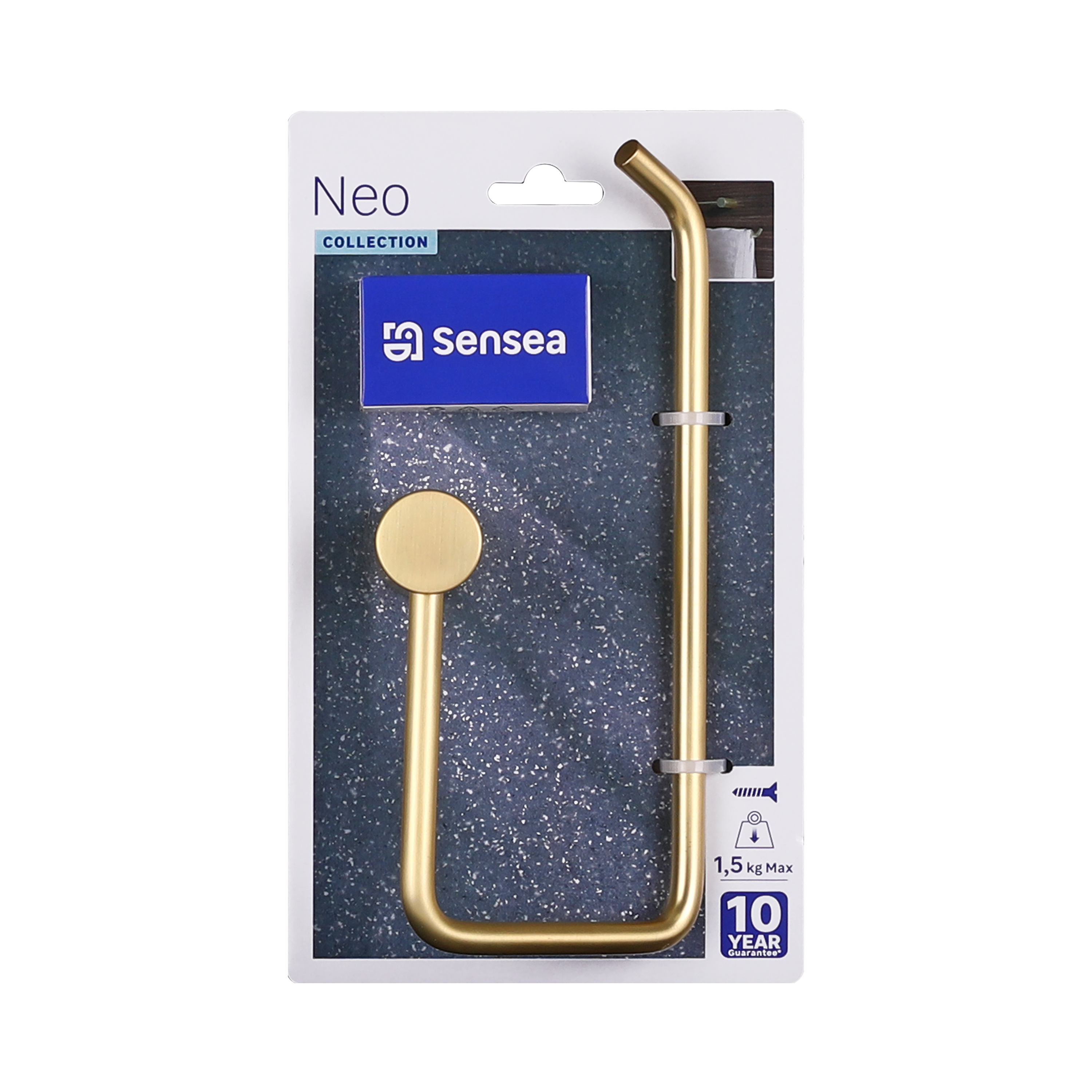 Anneau porte-serviette mural 1 barre à visser / à monter or Neo SENSEA - 8