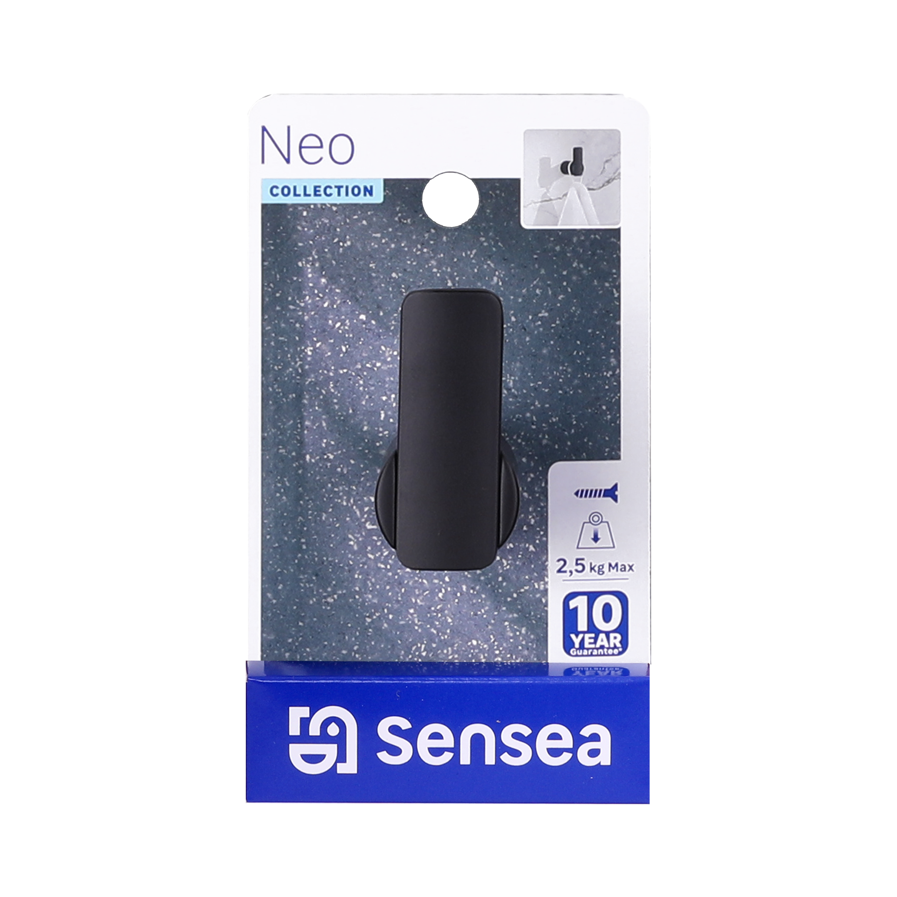 Gancio appendiabiti da avvitare  SENSEA Neo in zama nero opaco L 2.7 x H 5.5 cm - 14