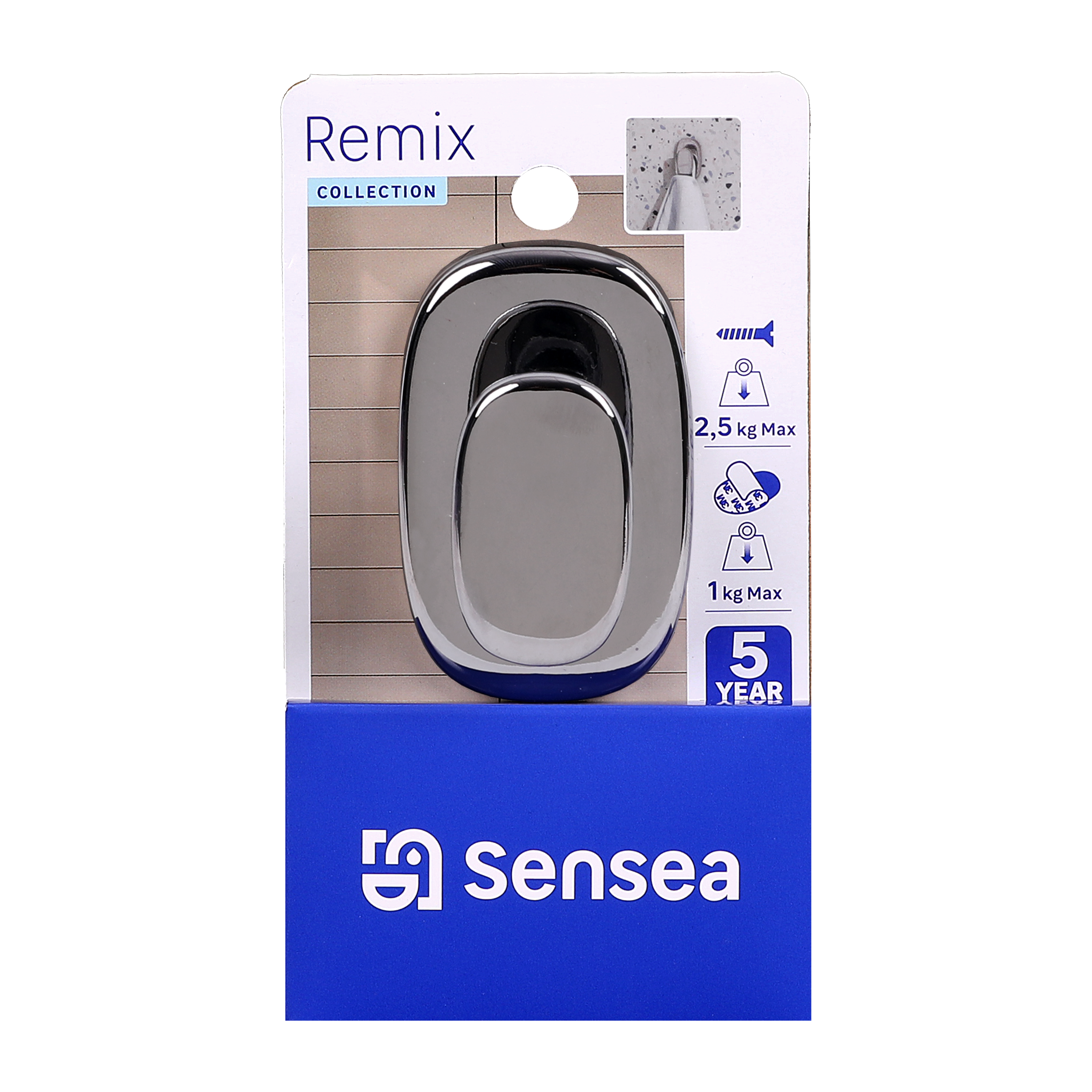 Gancio appendiabiti da avvitare  SENSEA Remix in zinco cromo lucido L 4.9 x H 7.7 cm - 14