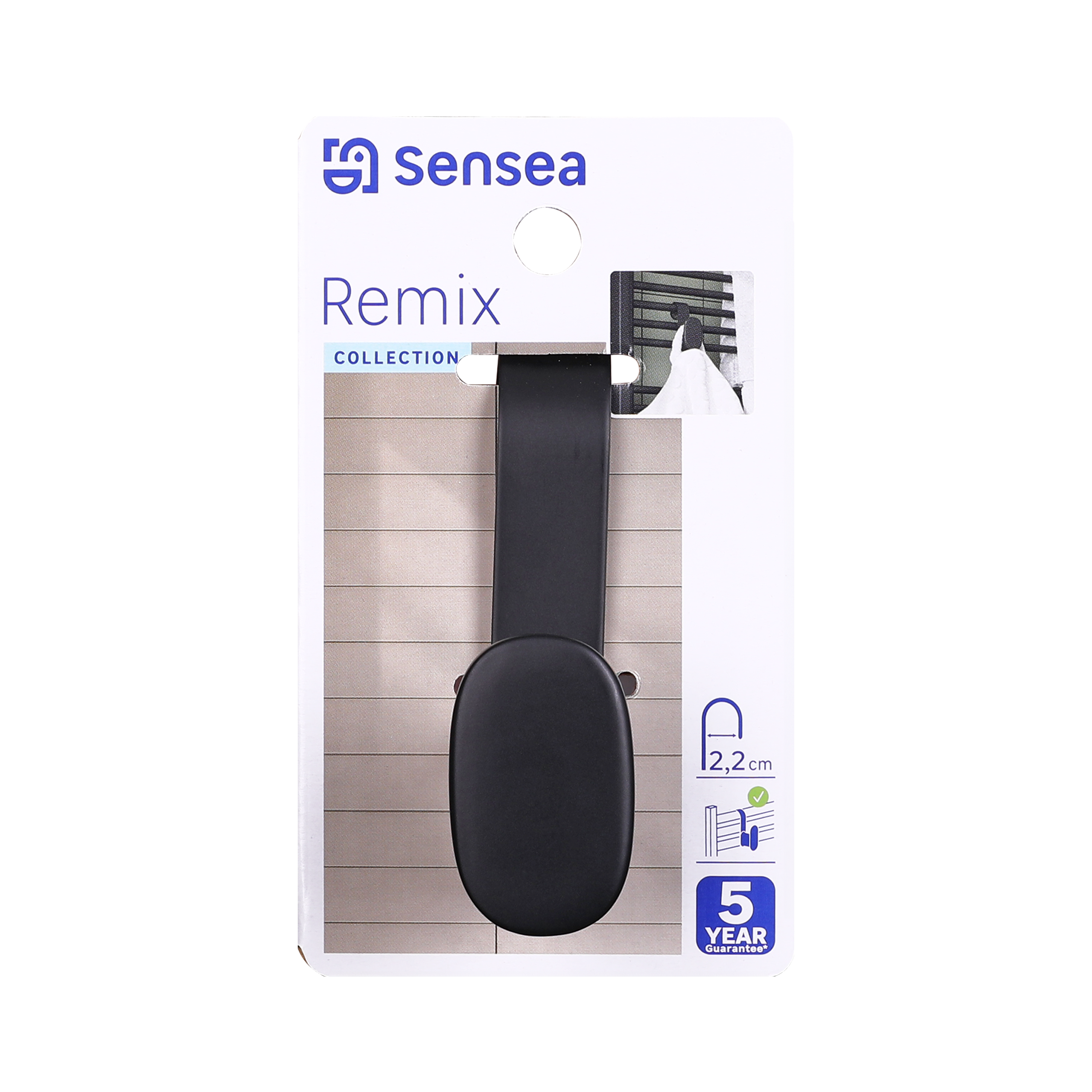 Haczyk łazienkowy na grzejnik Remix czarny mat SENSEA - 4