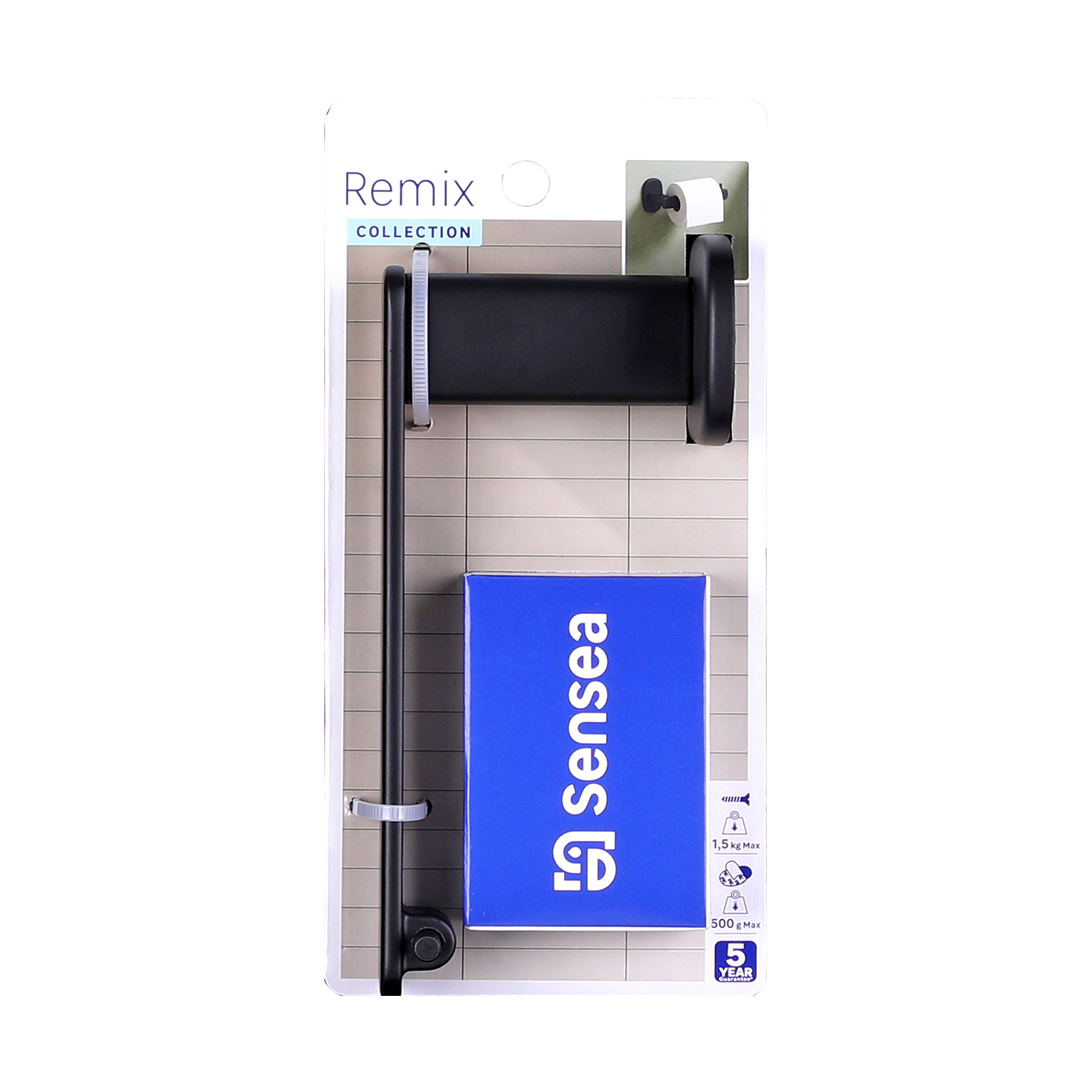 Uchwyt na papier toaletowy Remix Czarny mat Sensea - 5