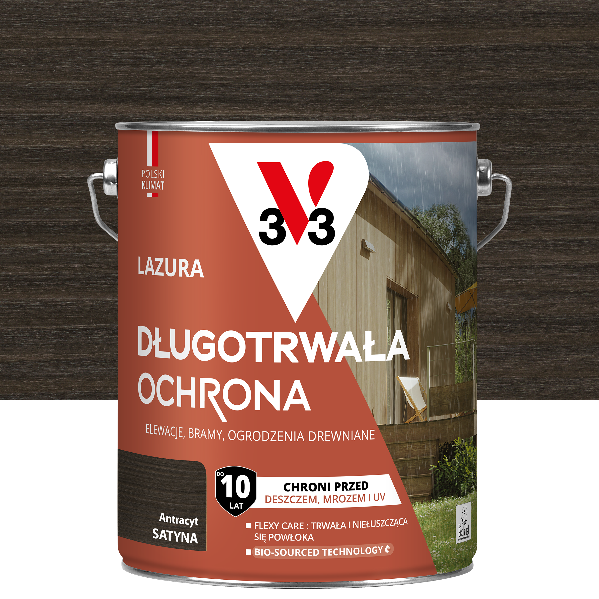 Lazura 10 lat ochrony Antracyt satynowy 4.5 l V33