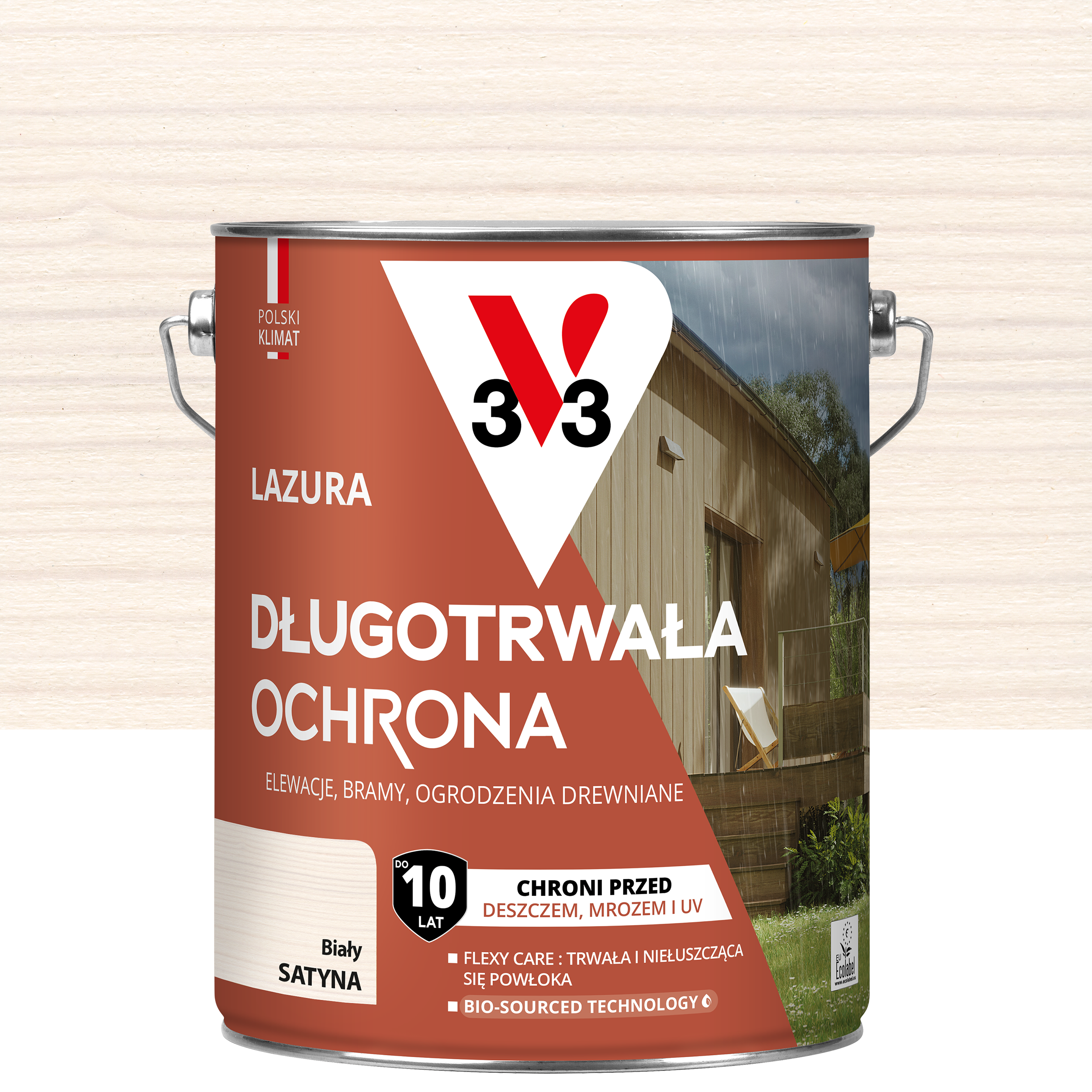Lazura 10 lat ochrony Biały satynowy 4.5 l V33