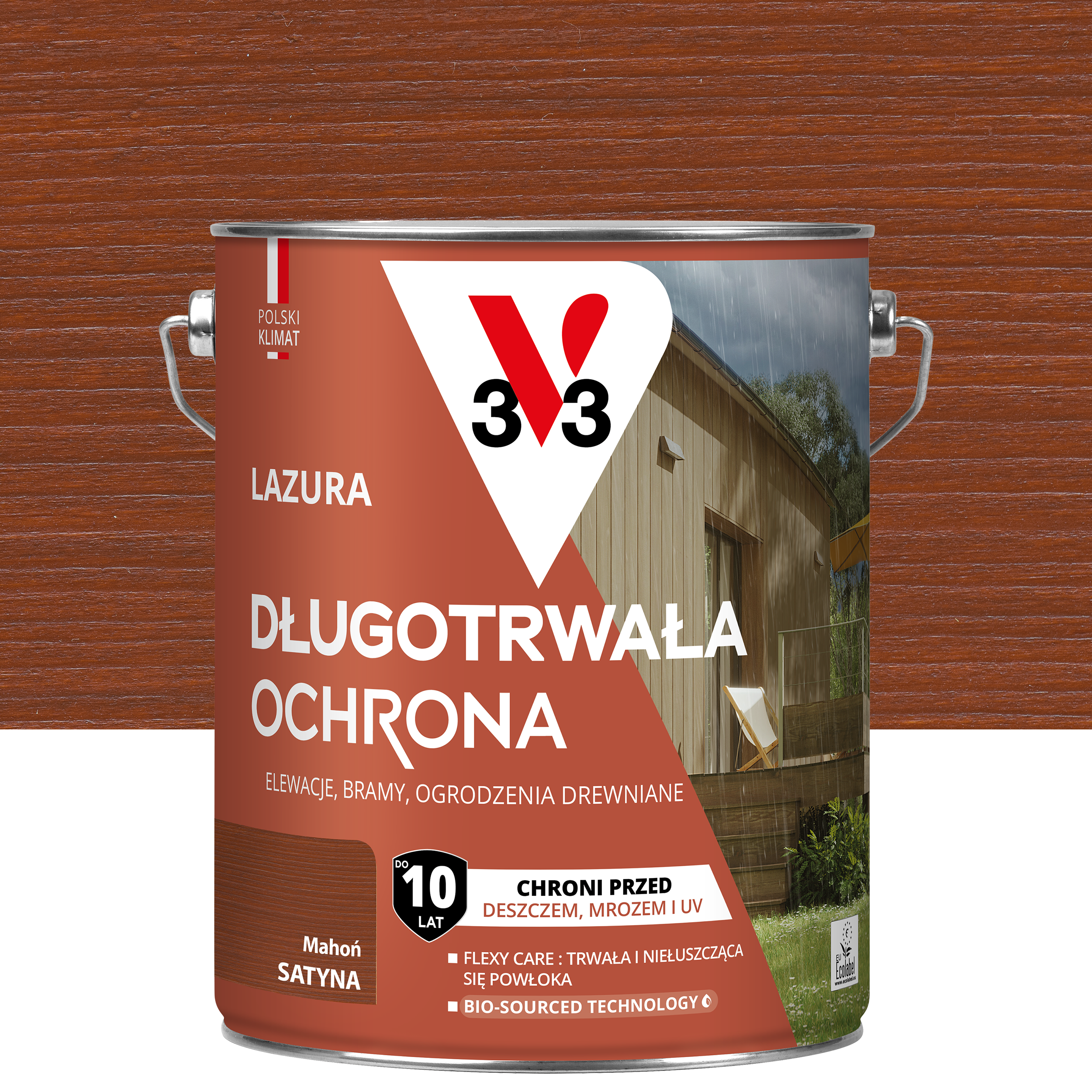 Lazura 10 lat ochrony Mahoń satynowy 4.5 l V33