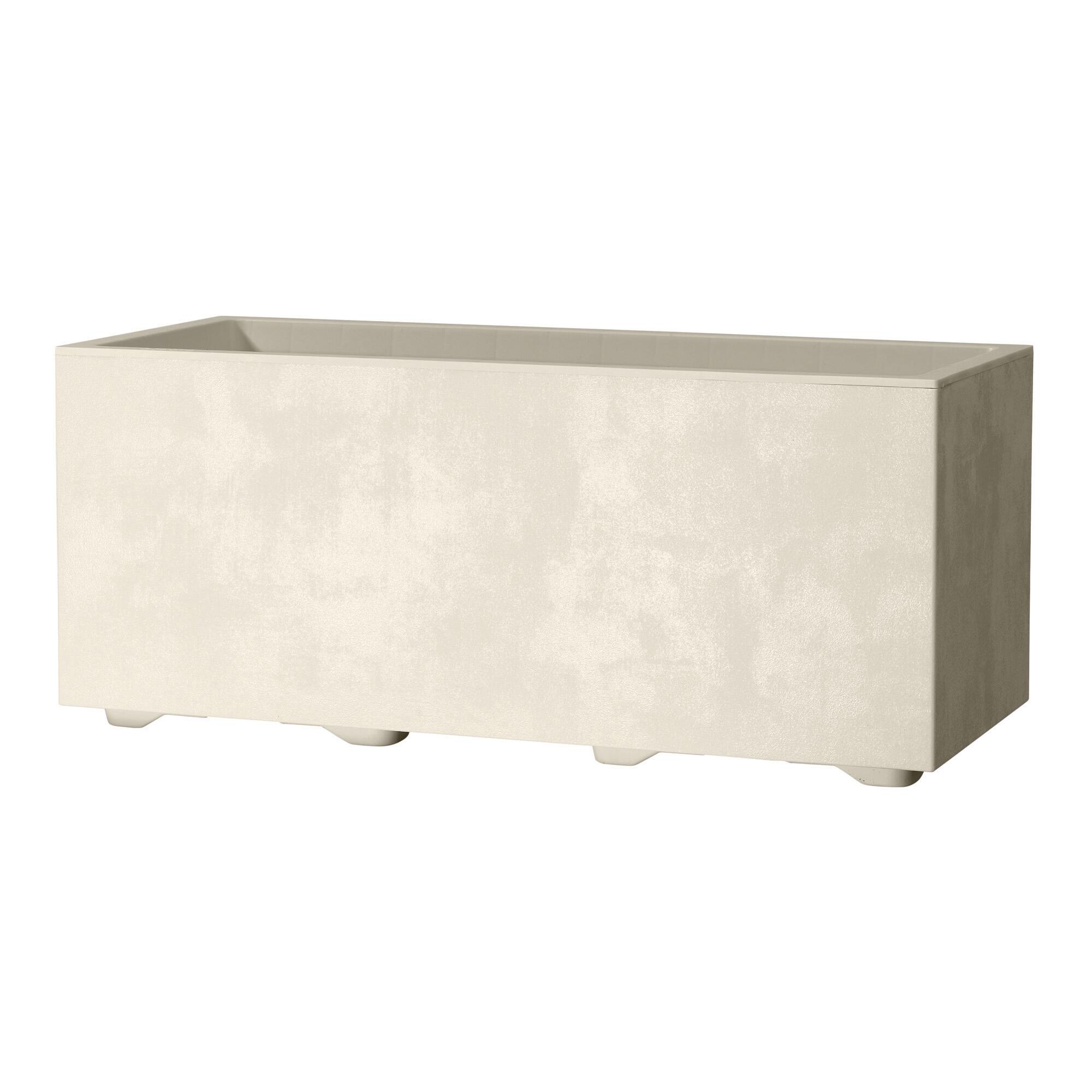 Jardinera rectangular de polipropileno deroma 99 x 39 x 38 cm blanco con ruedas