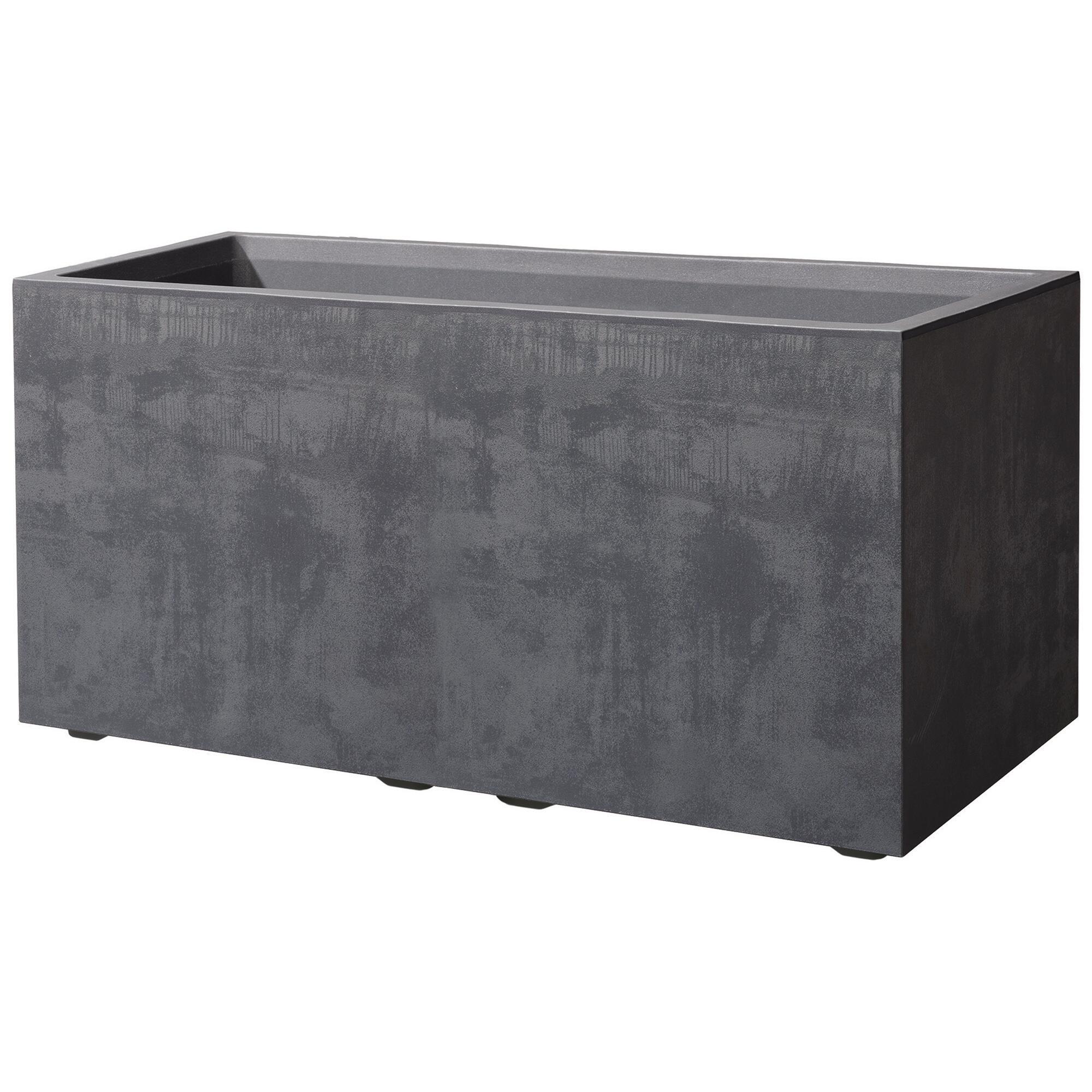 Jardinera rectangular de polipropileno deroma 99 x 39 x 38 cm gris con ruedas