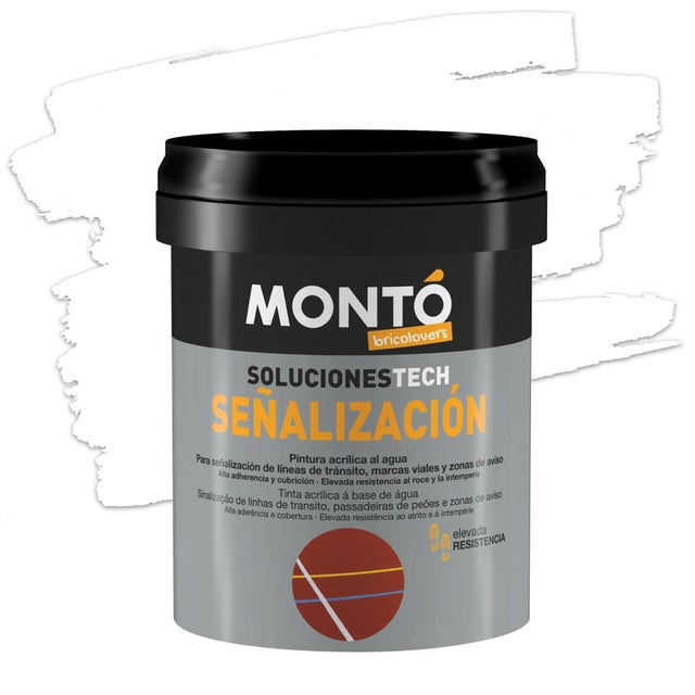 Pintura suelo color blanco para hormigón, piedra, ladrillo MONTÓ satinado 750 ml base agua