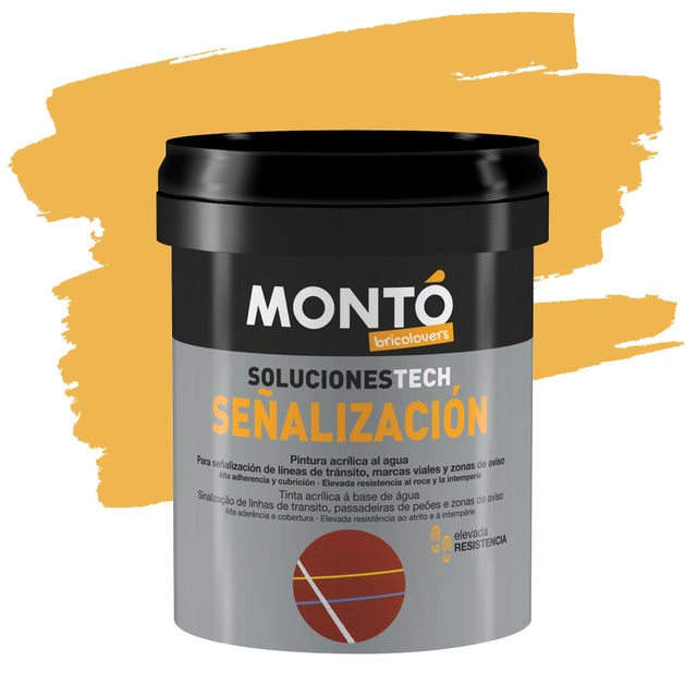 Pintura suelo color amarillo para hormigón, piedra, ladrillo MONTÓ satinado 750 ml base agua