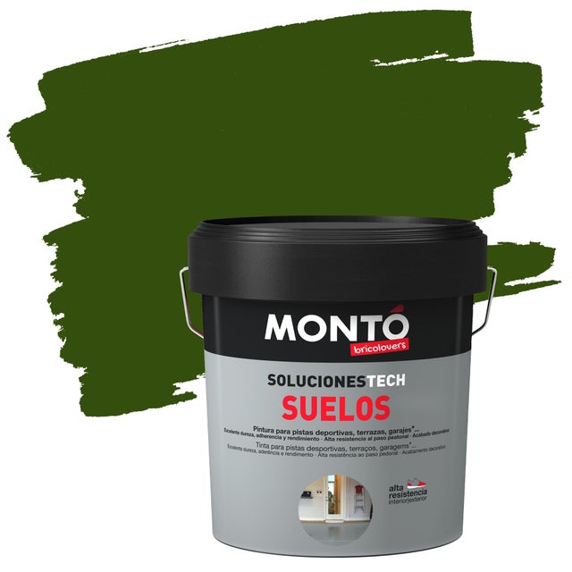 Pintura suelo color verde para hormigón, piedra, ladrillo MONTÓ mate 12L base agua