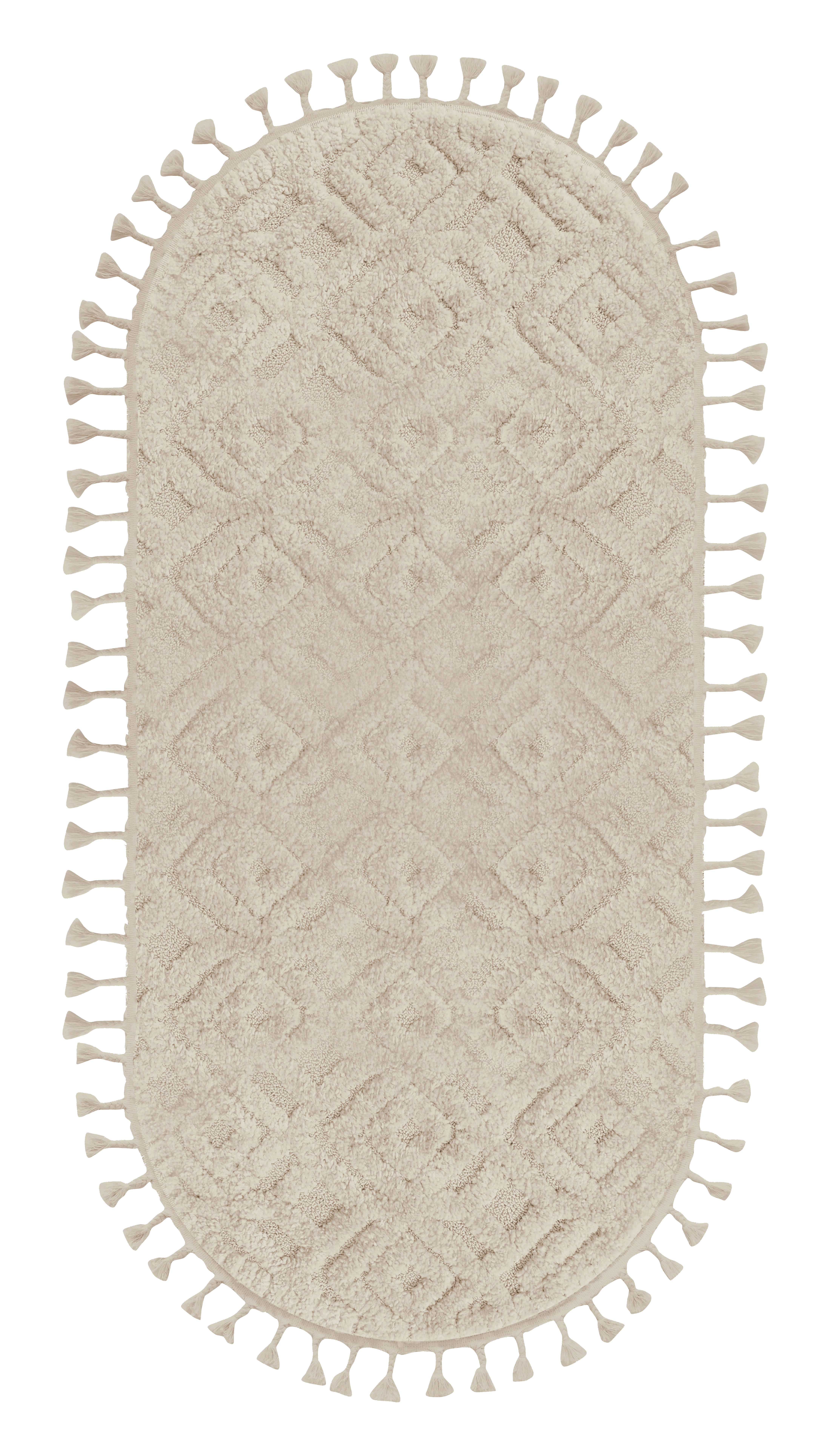 Dywan z frędzlami owalny Malmo beżowy 60 x 120 cm